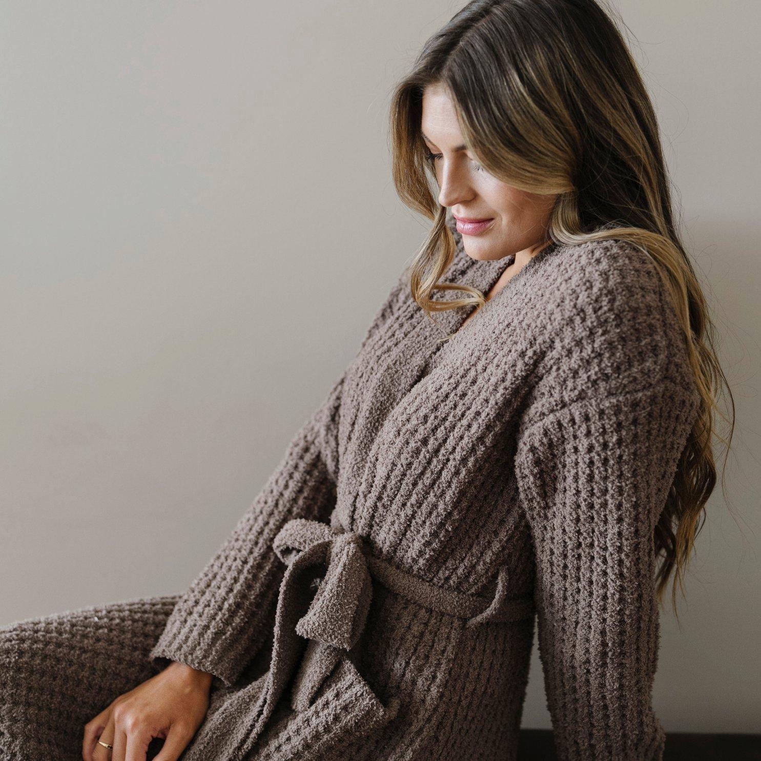 Waffle Knit Robe in Chestnut image number 1