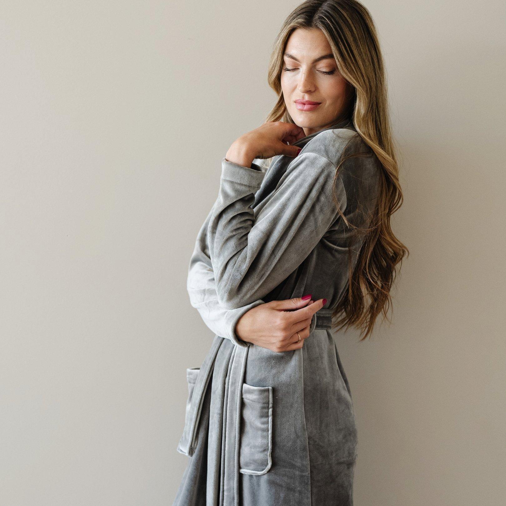 Minky Stretch Luxe Robe in Charcoal