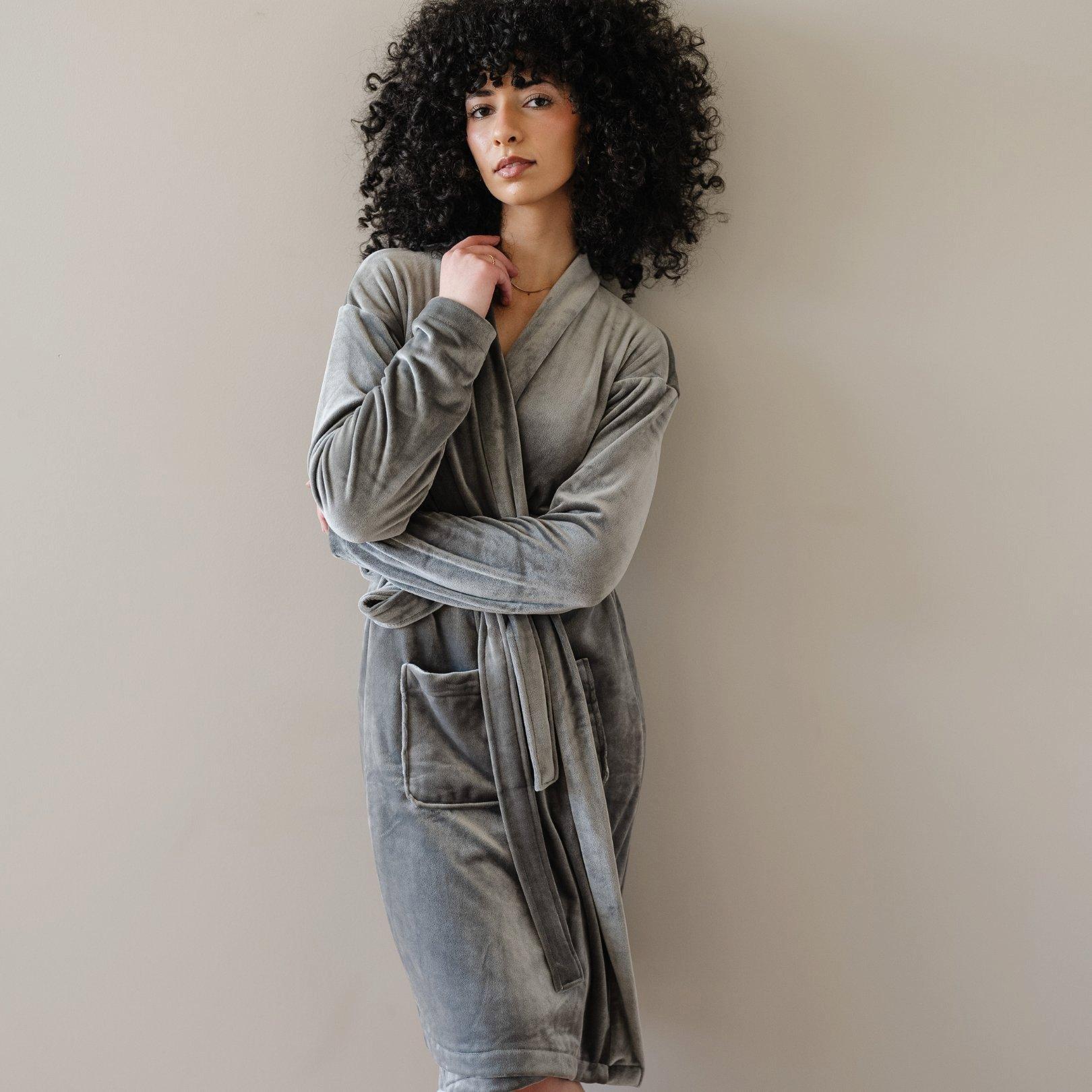 Minky Stretch Luxe Robe in Charcoal image number 1
