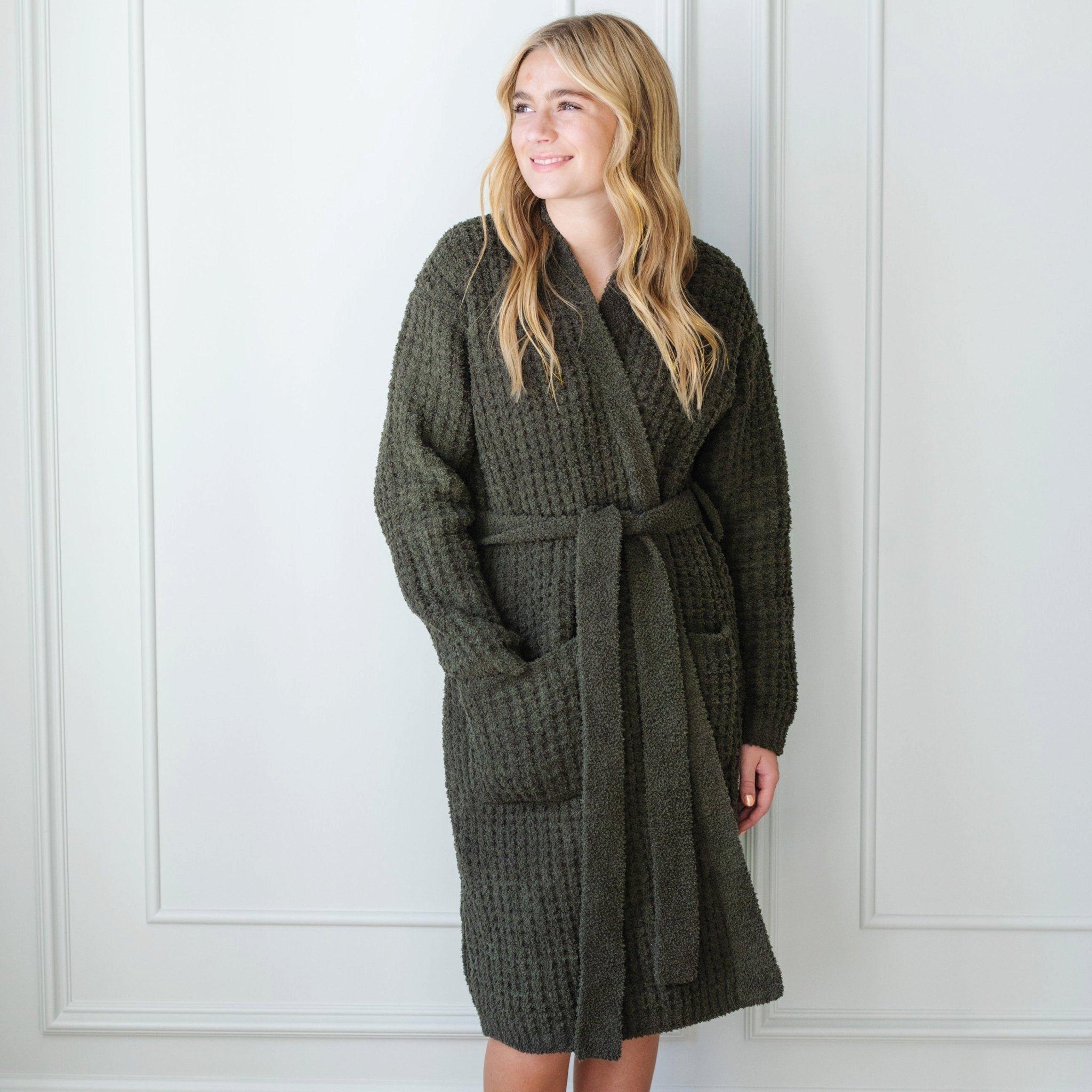 Waffle Knit Robe in Thyme image number 2