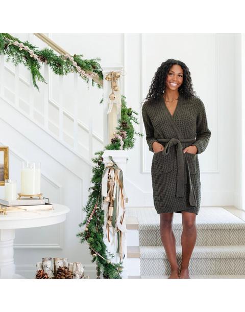 Waffle Knit Robe in Thyme