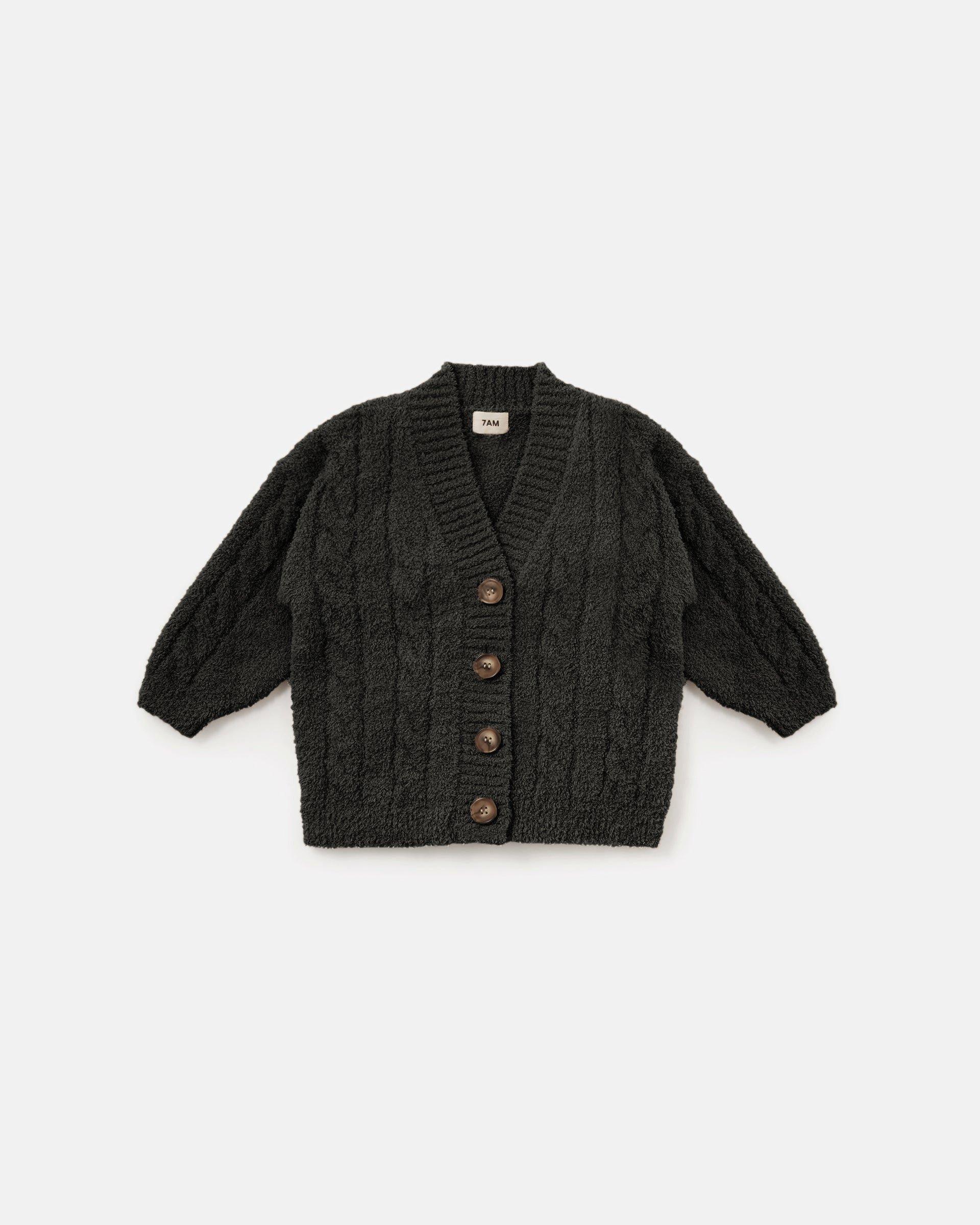 Cable Cardigan Fuzzy - Black Melange