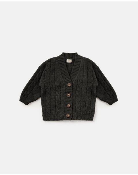 Cable Cardigan Fuzzy - Black Melange