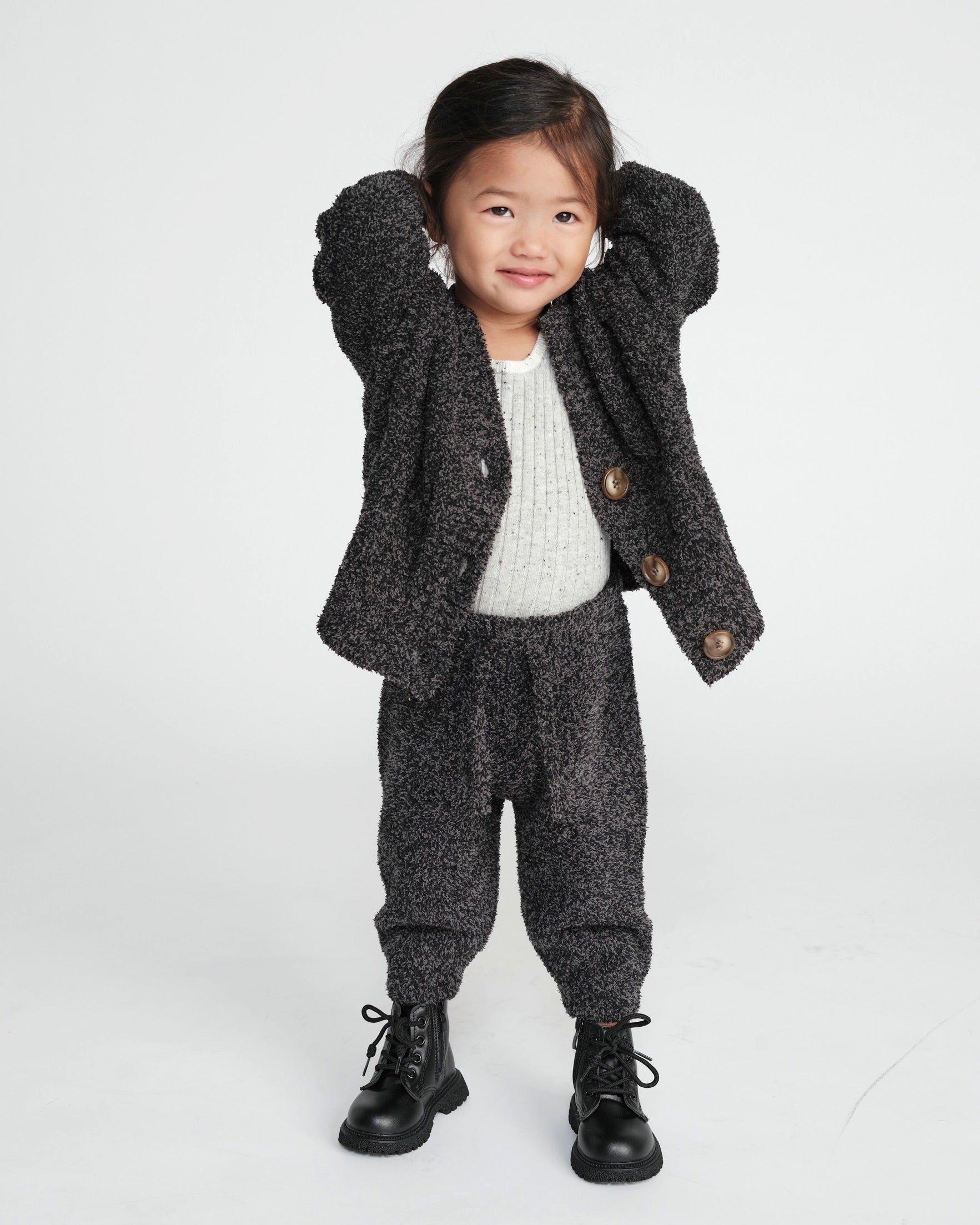 Cable Cardigan Fuzzy - Black Melange image number 2