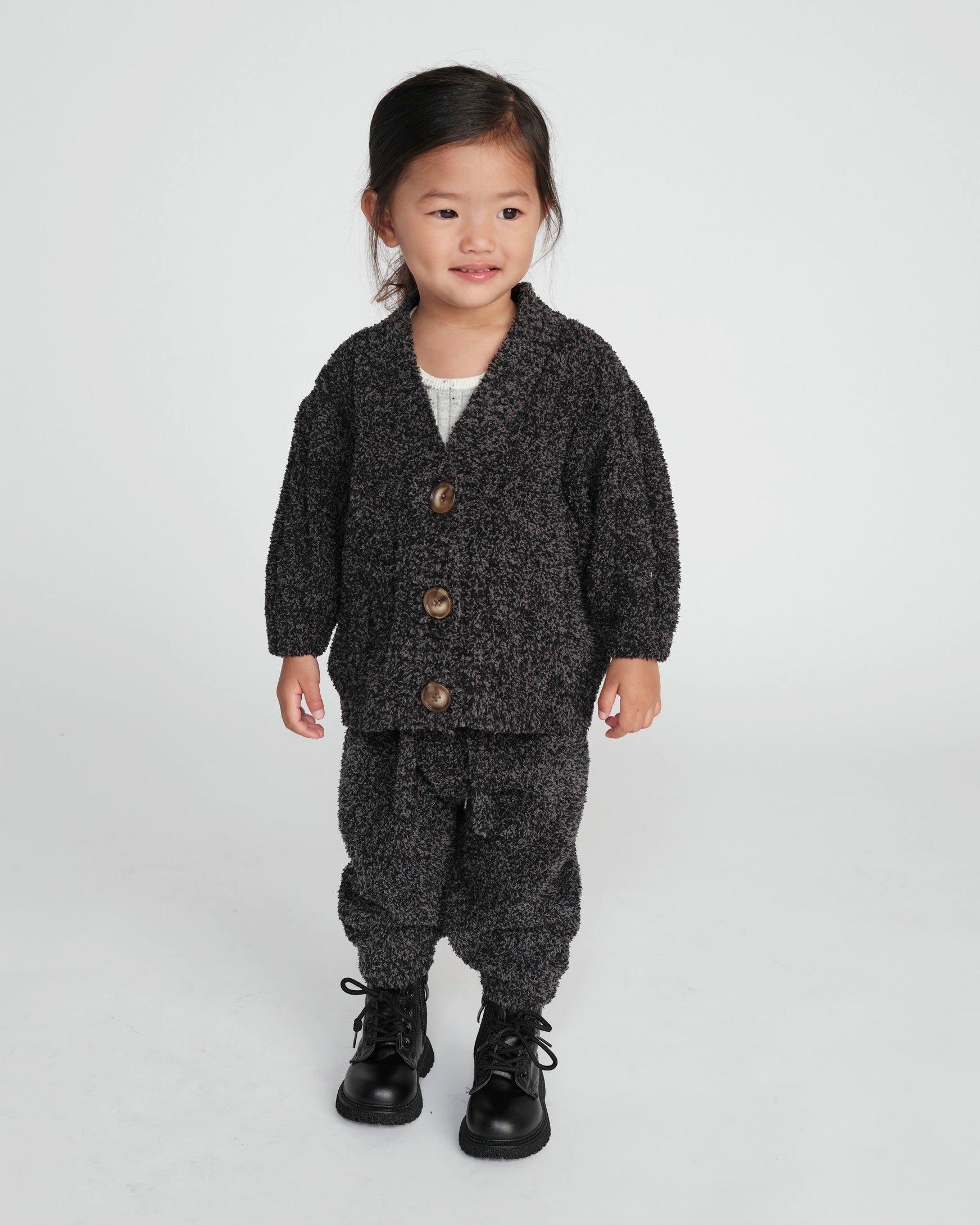 Cable Cardigan Fuzzy - Black Melange image number 3