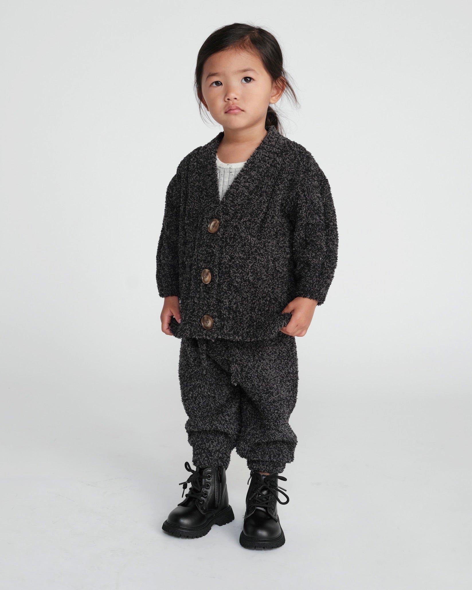 Cable Cardigan Fuzzy - Black Melange image number 1