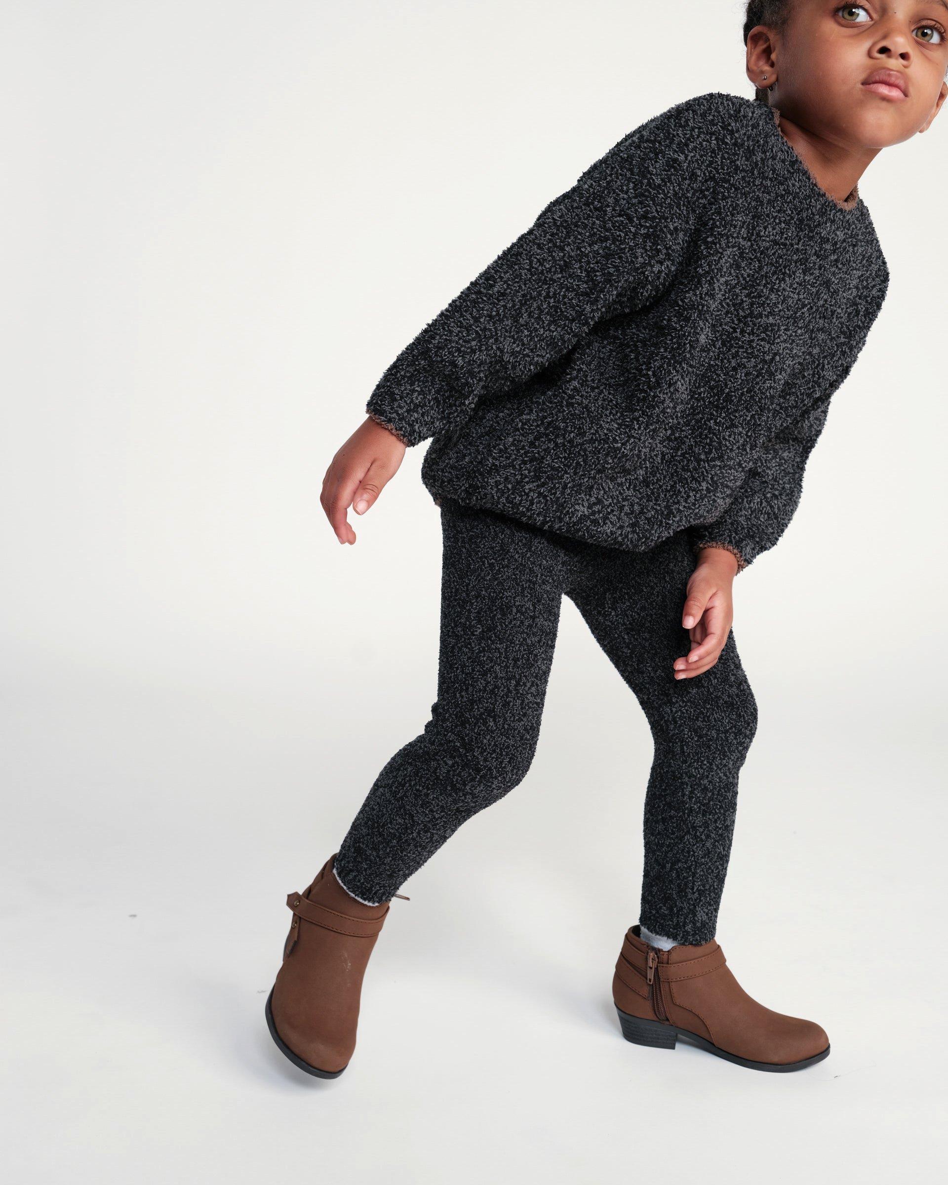 Leggings Fuzzy - Black Melange image number 1