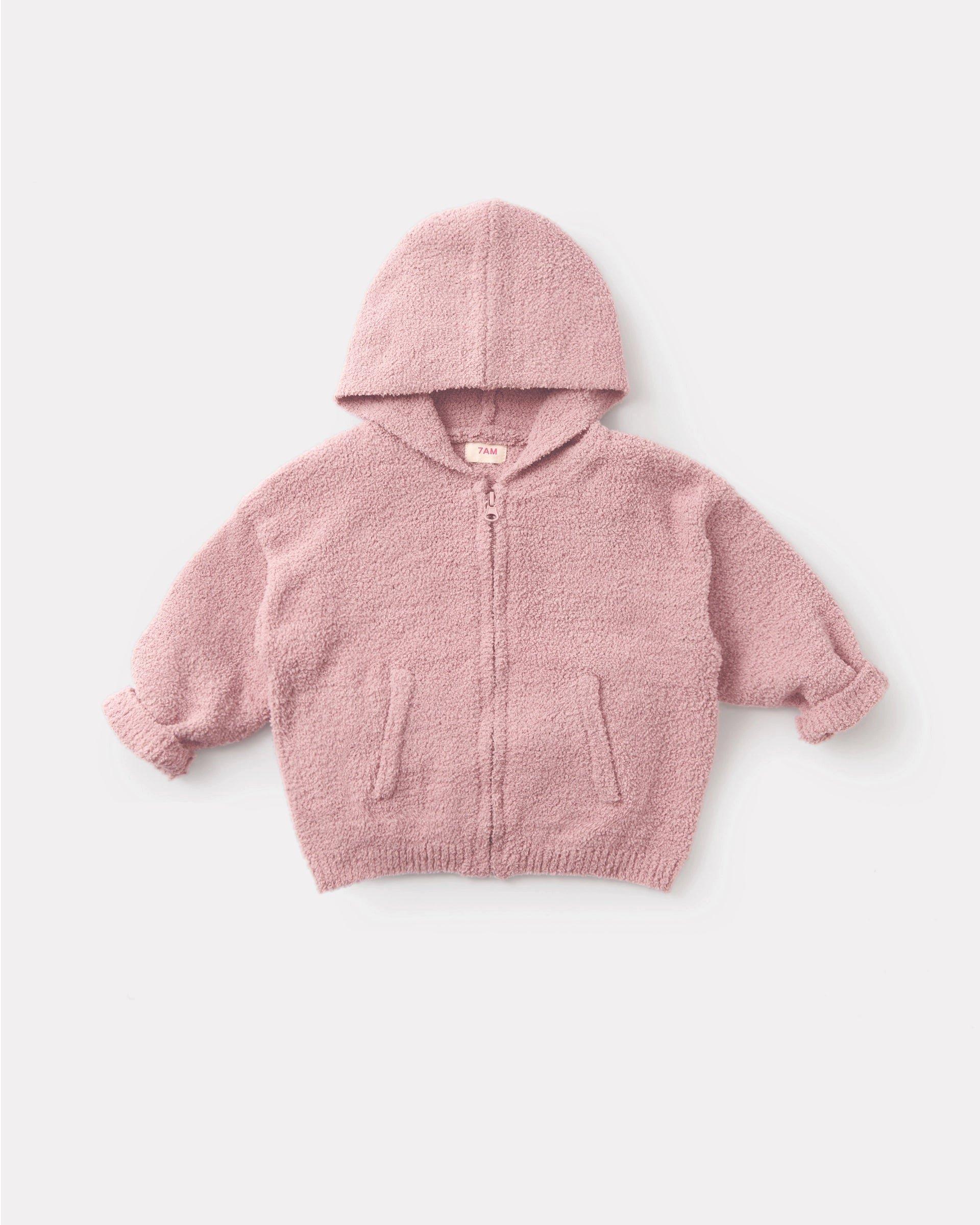 Zip Up Hoodie Fuzzy - Ash Rose