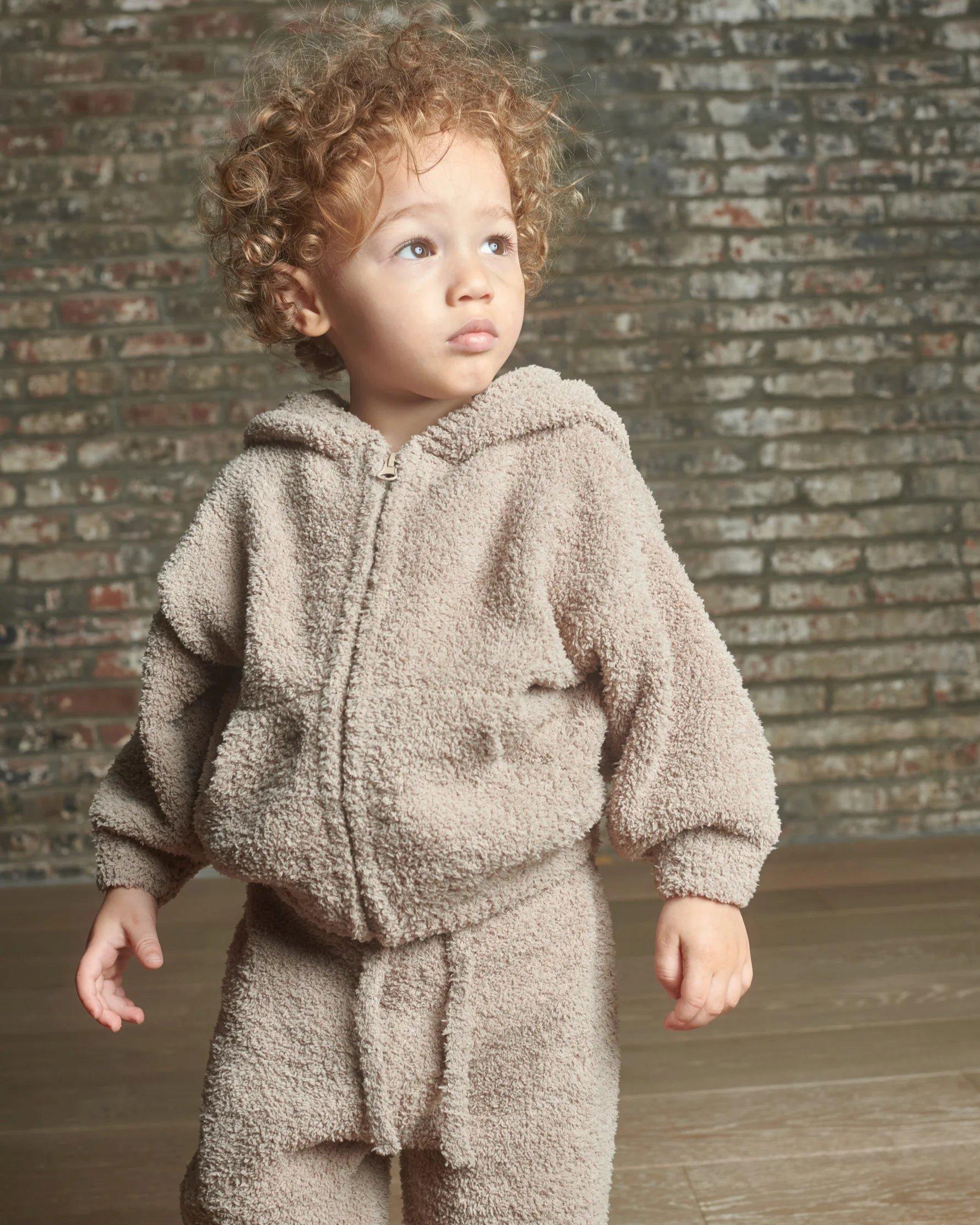 Zip Up Hoodie Fuzzy - Taupe image number 4