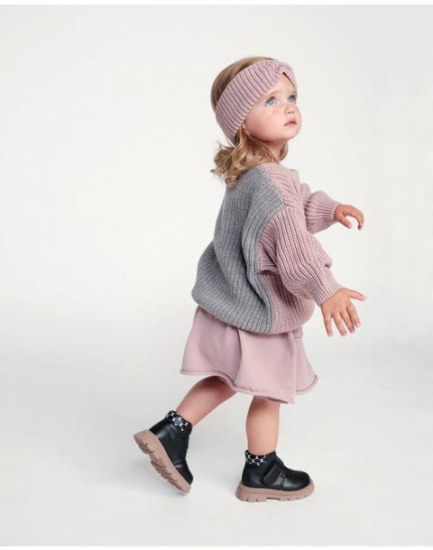 Long Sleeve Sweater Chunky - Ash Rose/Heather Grey