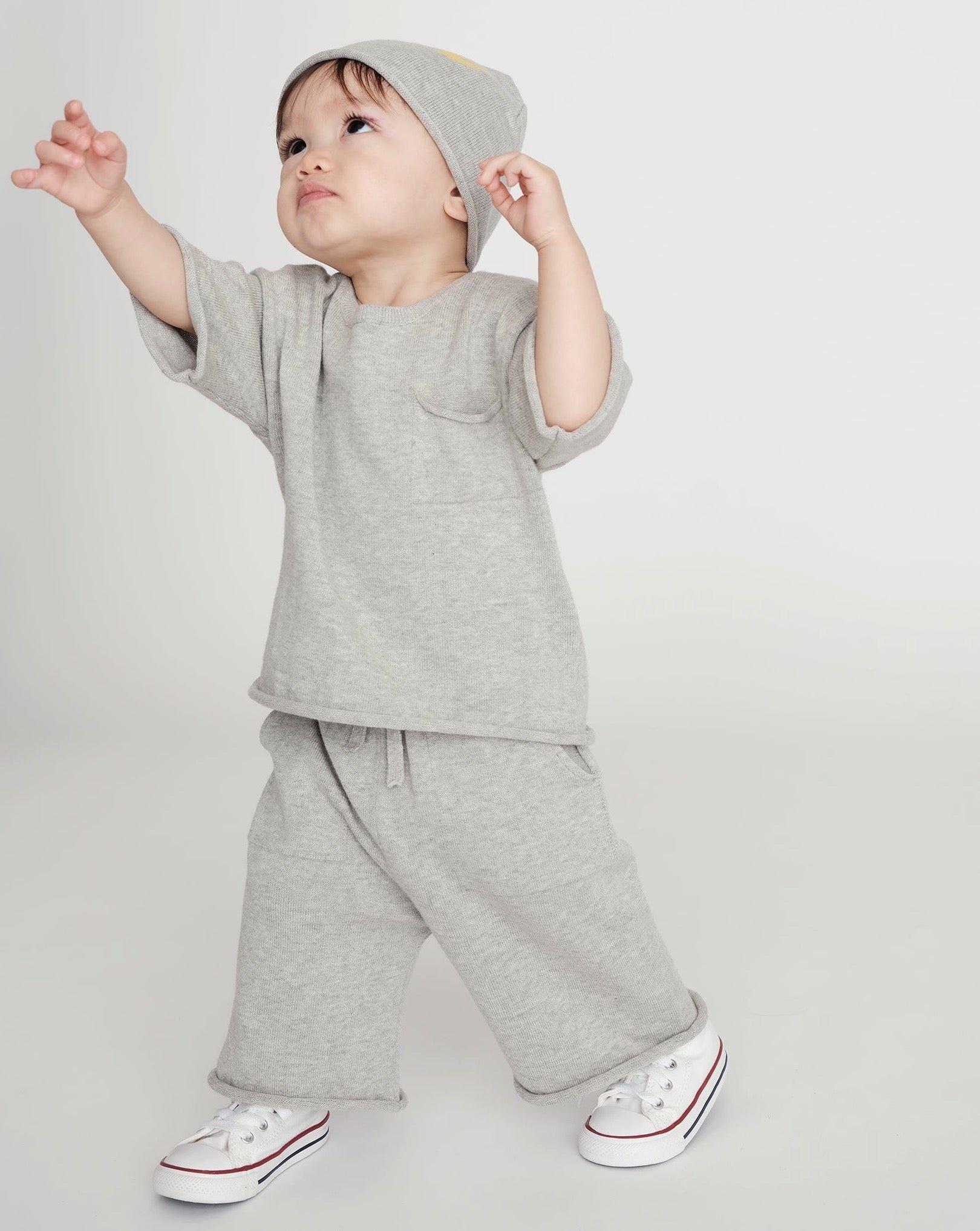 Cotton Relaxed Pants - Heather Grey image number 2