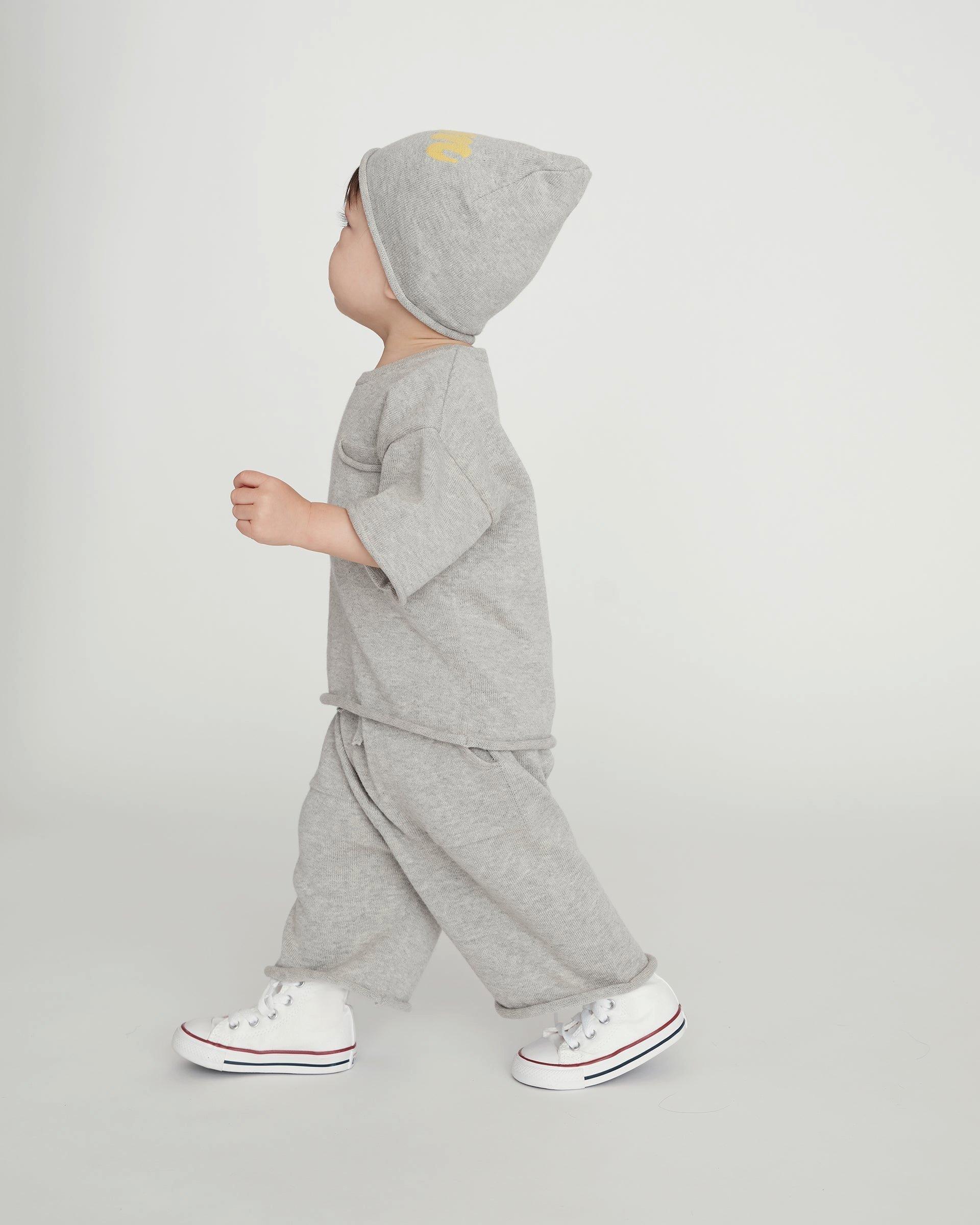 Cotton Relaxed Pants - Heather Grey image number 4