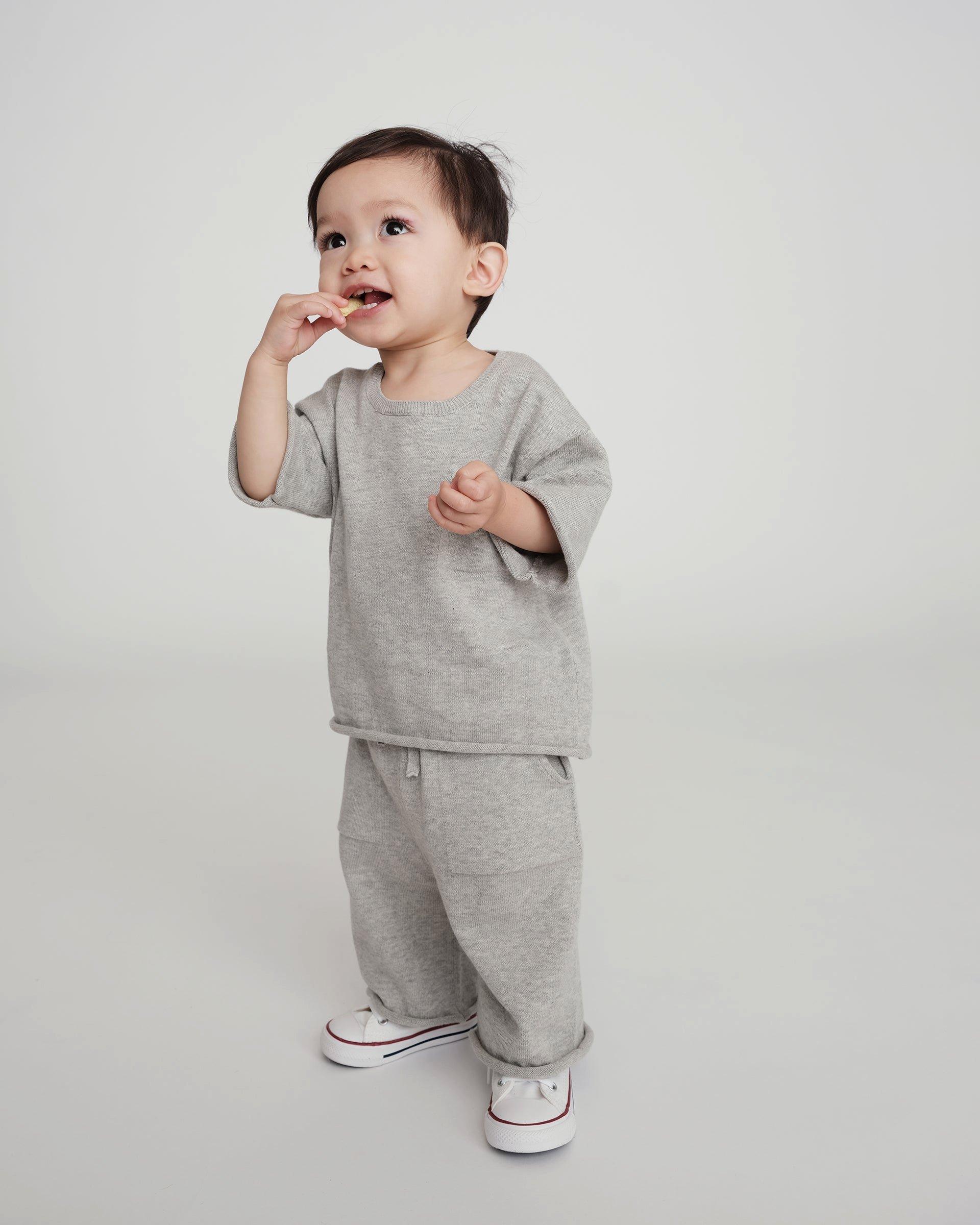 Cotton Relaxed Pants - Heather Grey image number 1