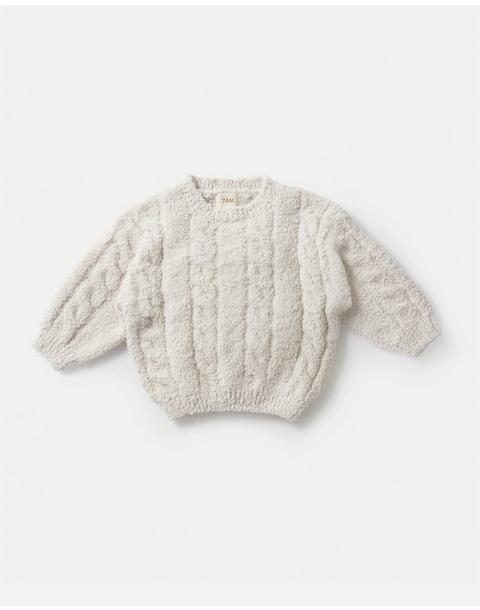 Cable Sweater Fuzzy - Ecru