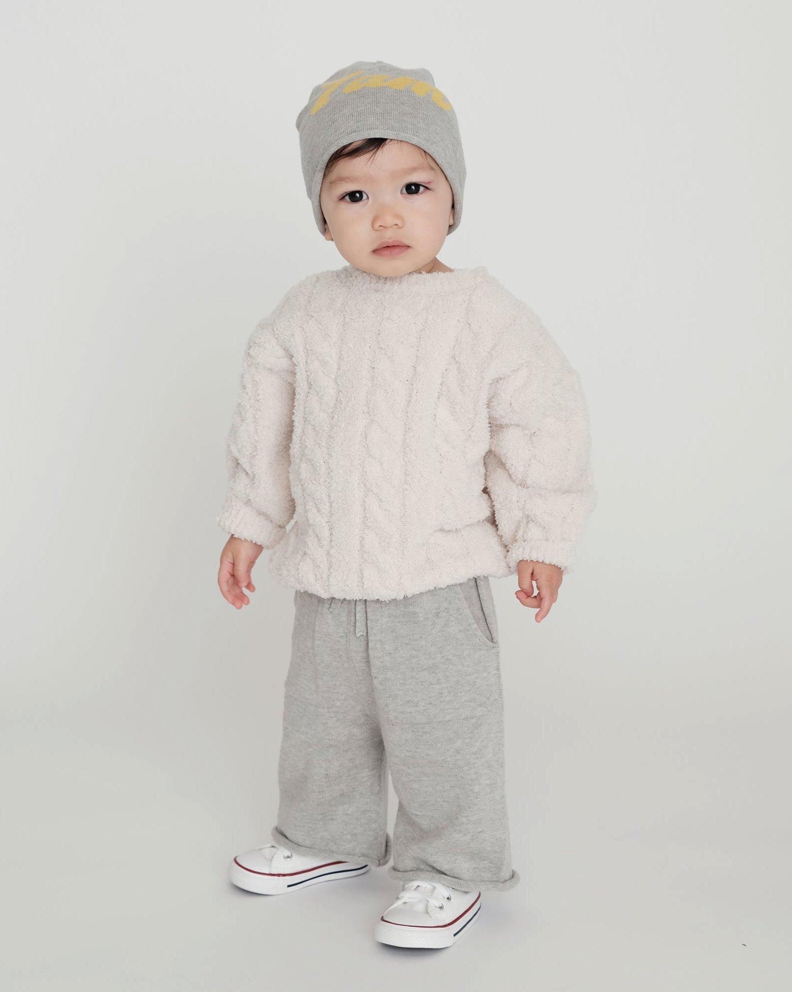 Cable Sweater Fuzzy - Ecru image number 1