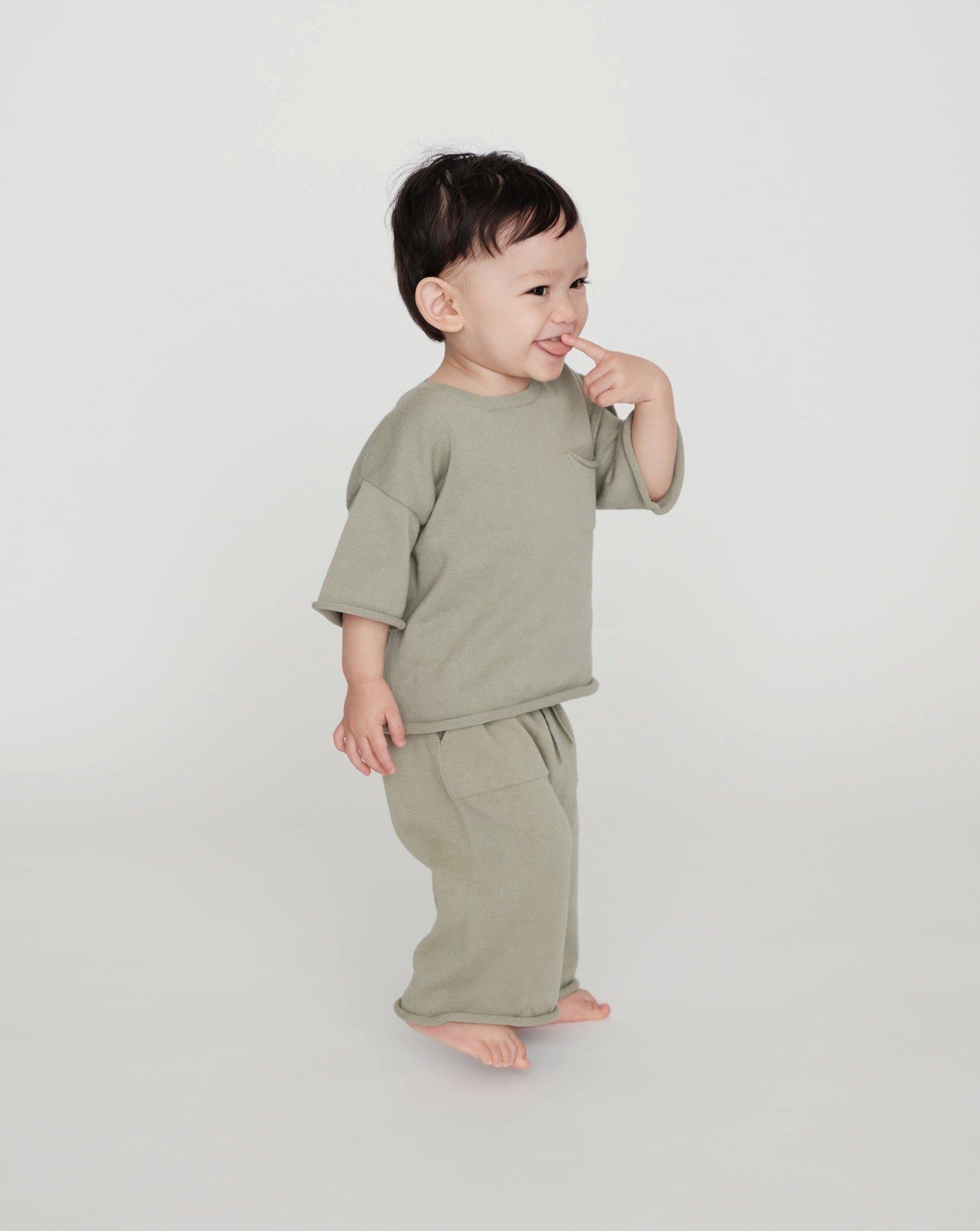 Boxy Cotton Tee Pocket - Sage image number 2