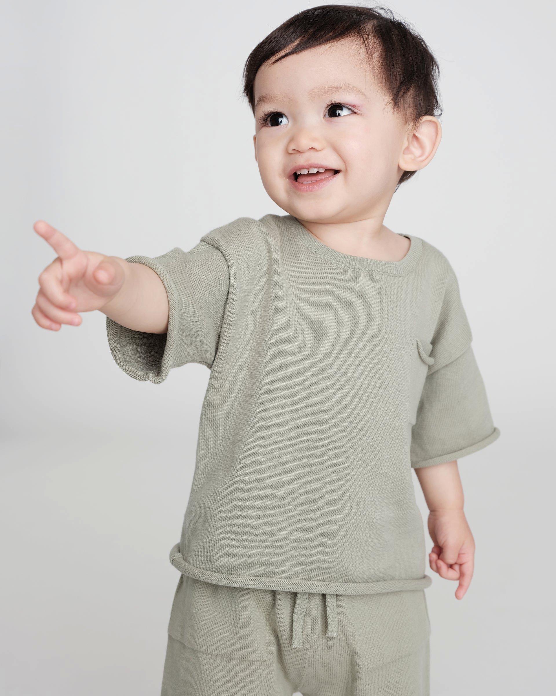 Boxy Cotton Tee Pocket - Sage image number 3