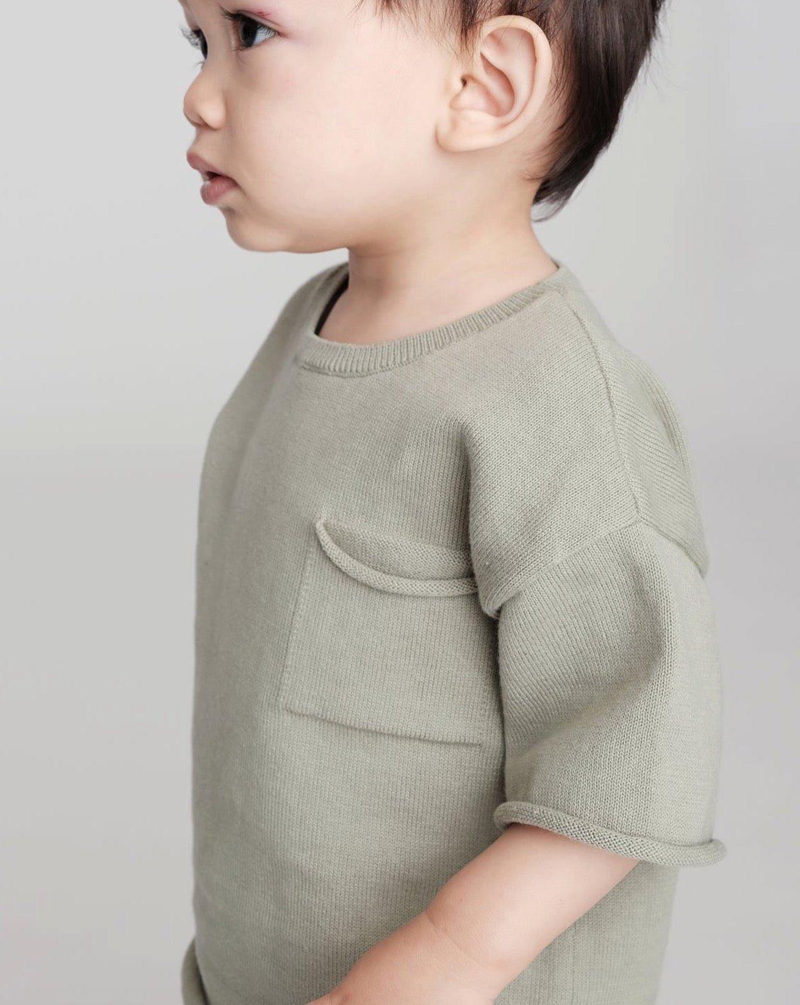 Boxy Cotton Tee Pocket - Sage image number 4