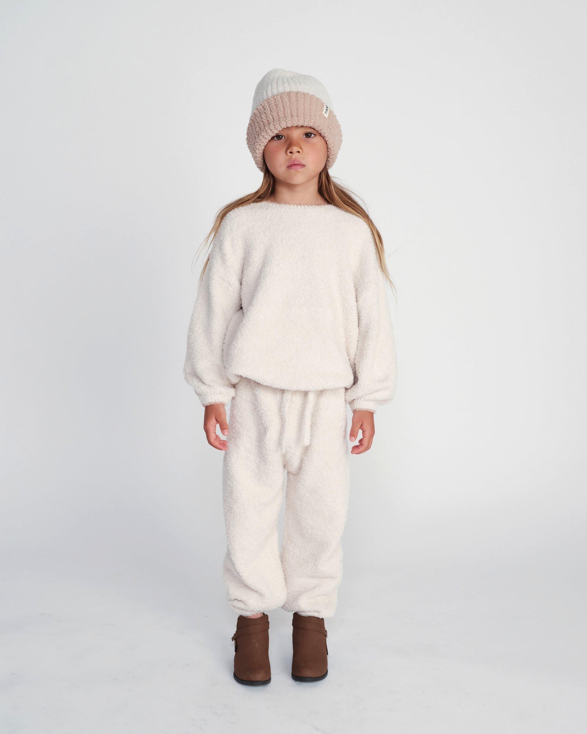 Boxy Lounge Pants Fuzzy - Ecru image number 4