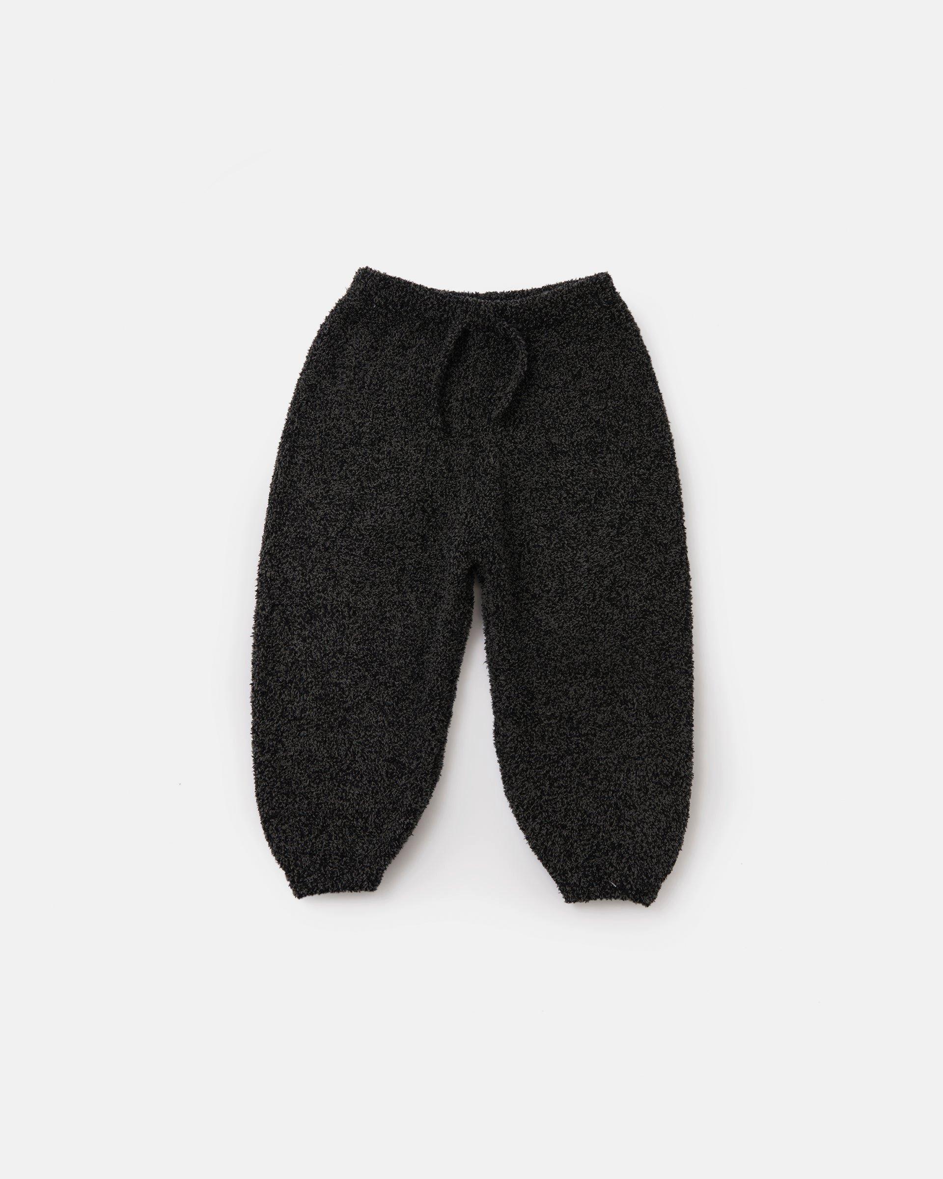 Boxy Lounge Pants Fuzzy - Black Melange