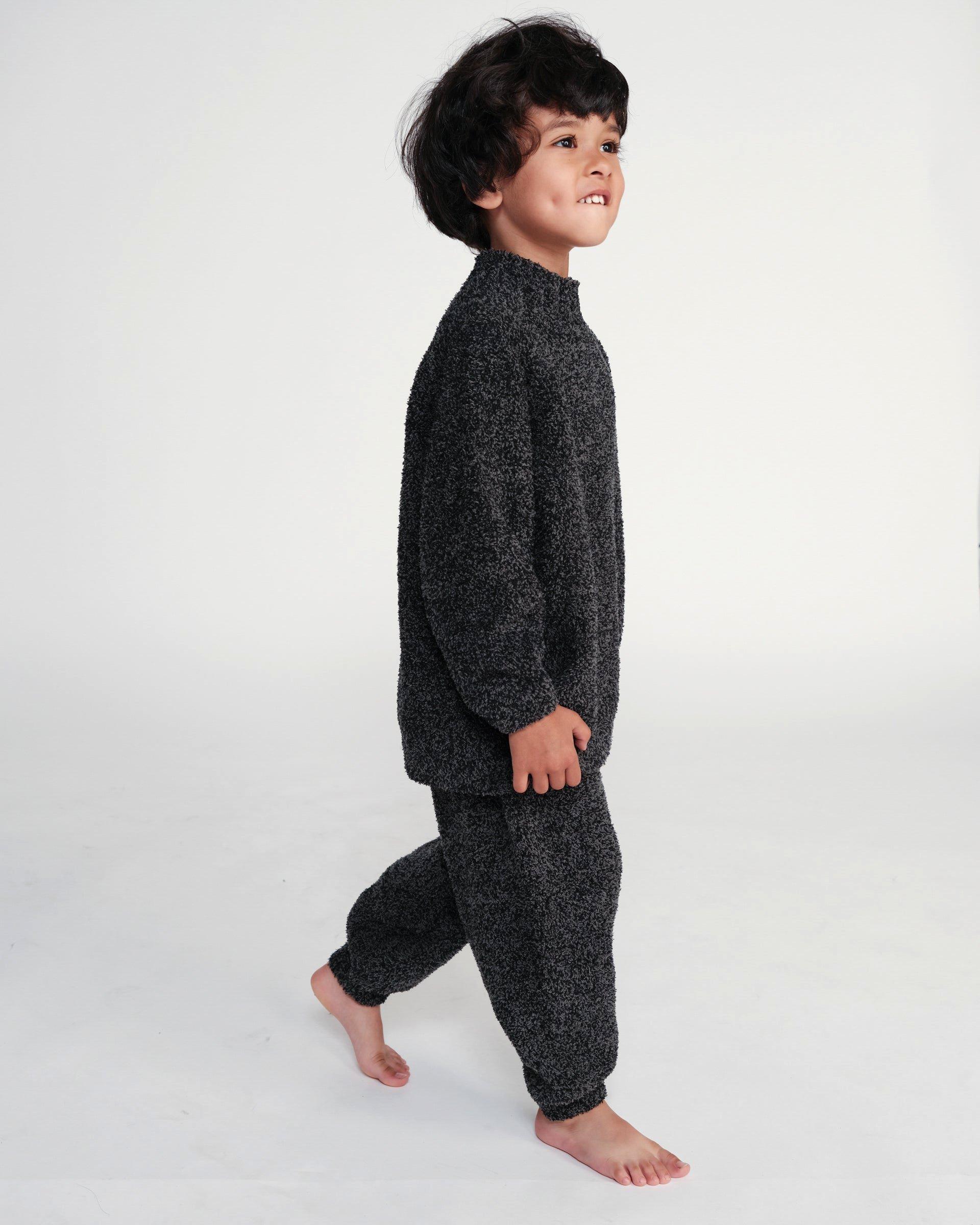 Boxy Lounge Pants Fuzzy - Black Melange image number 1