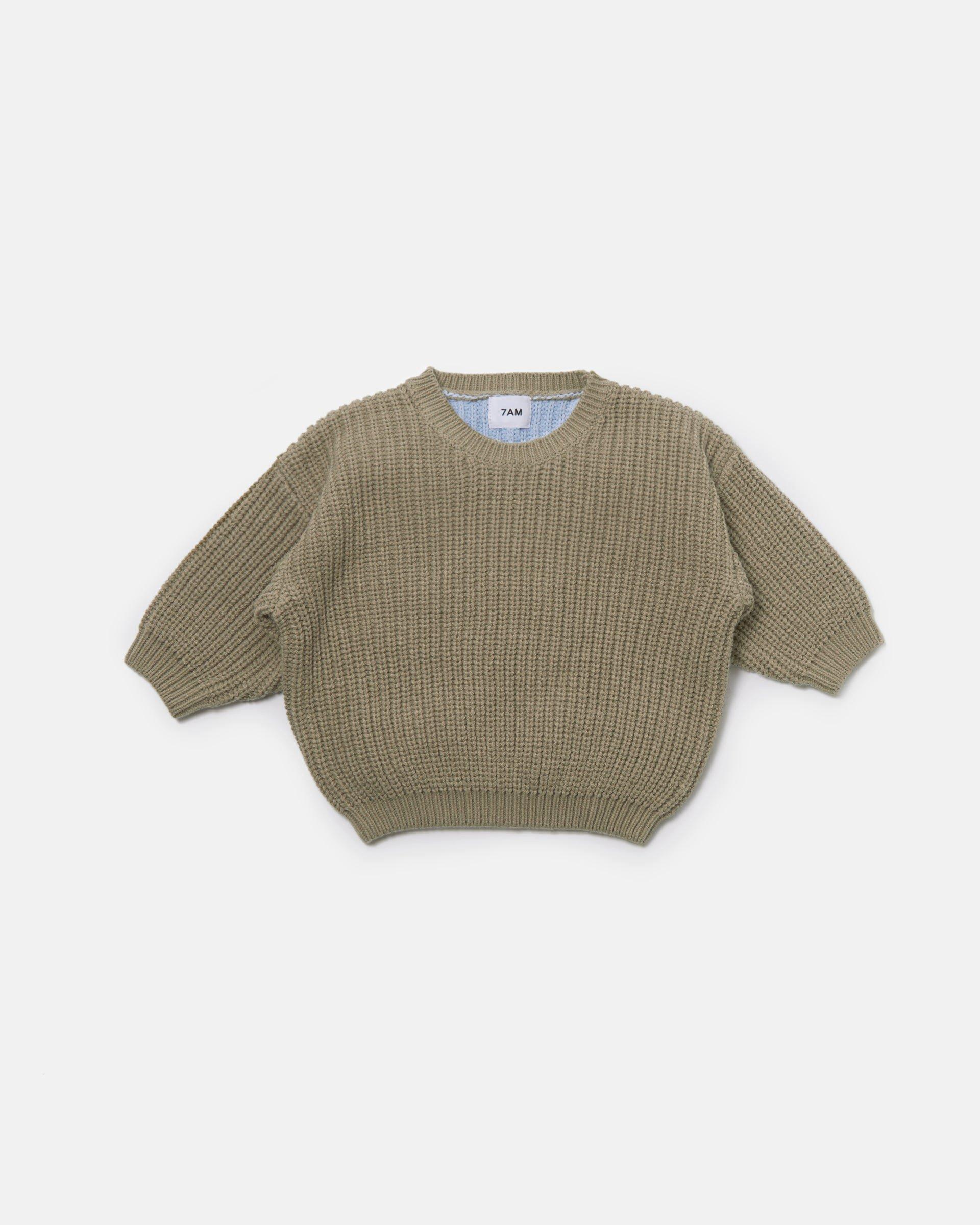 Long Sleeve Sweater Chunky - Olive/Blue