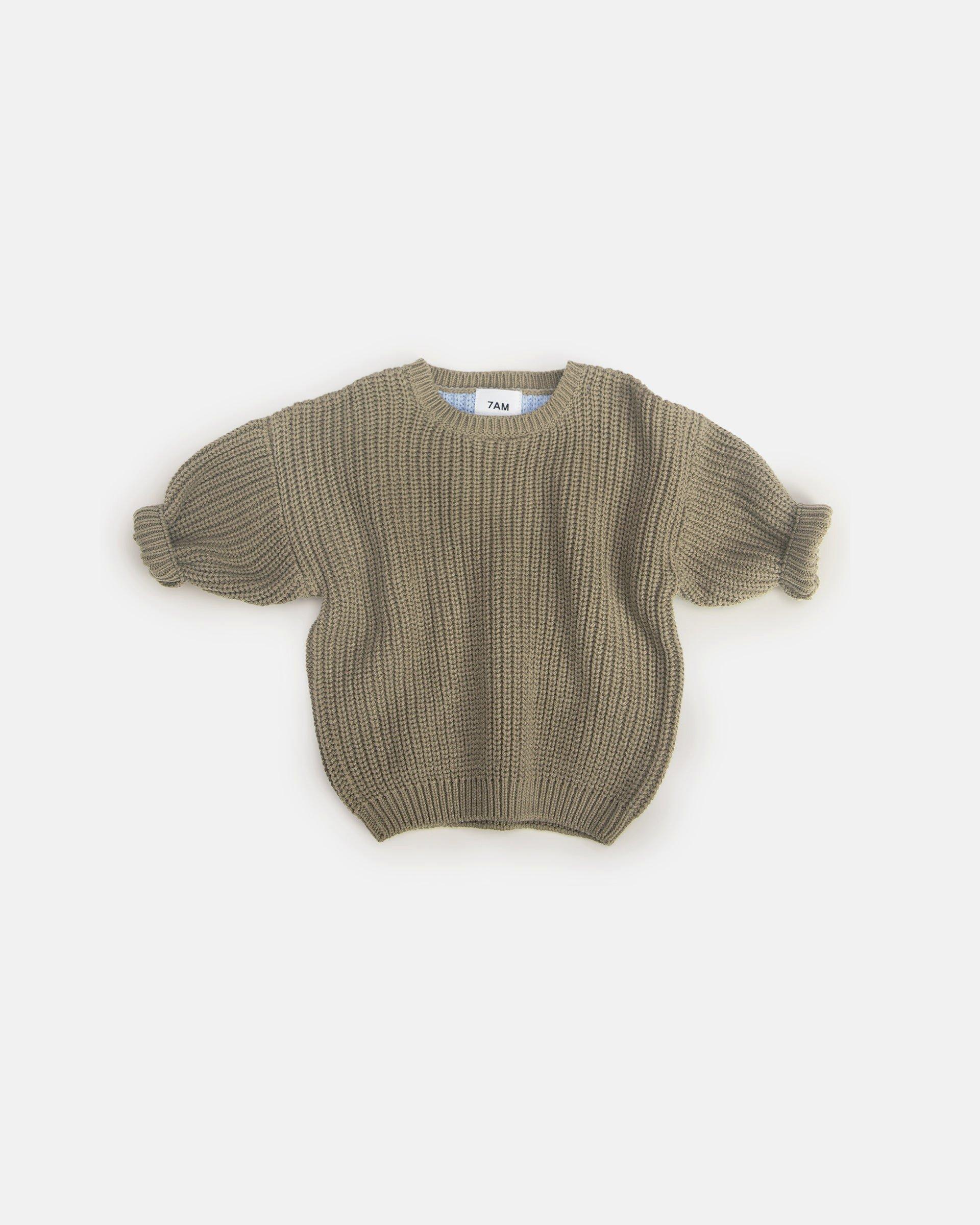 Long Sleeve Sweater Chunky - Olive/Blue image number 2