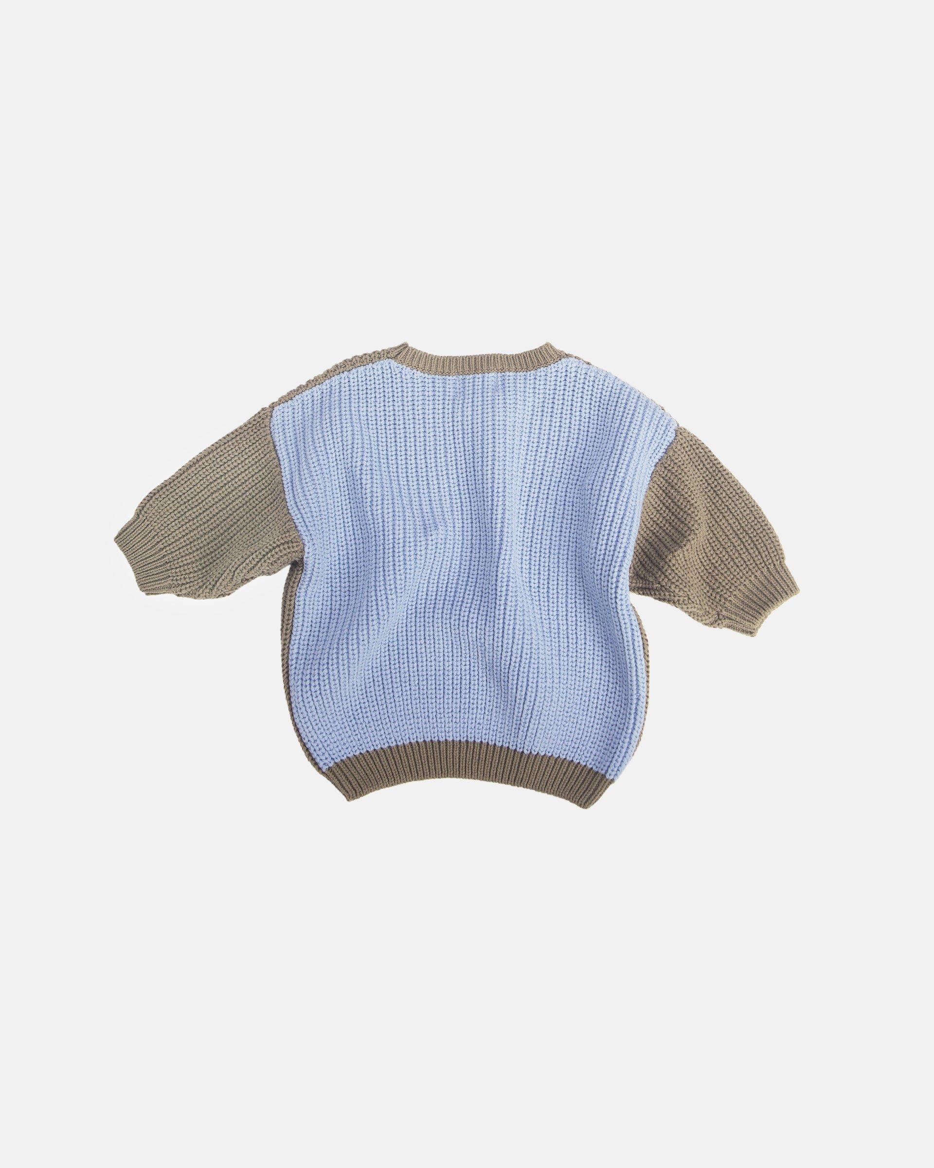 Long Sleeve Sweater Chunky - Olive/Blue image number 4