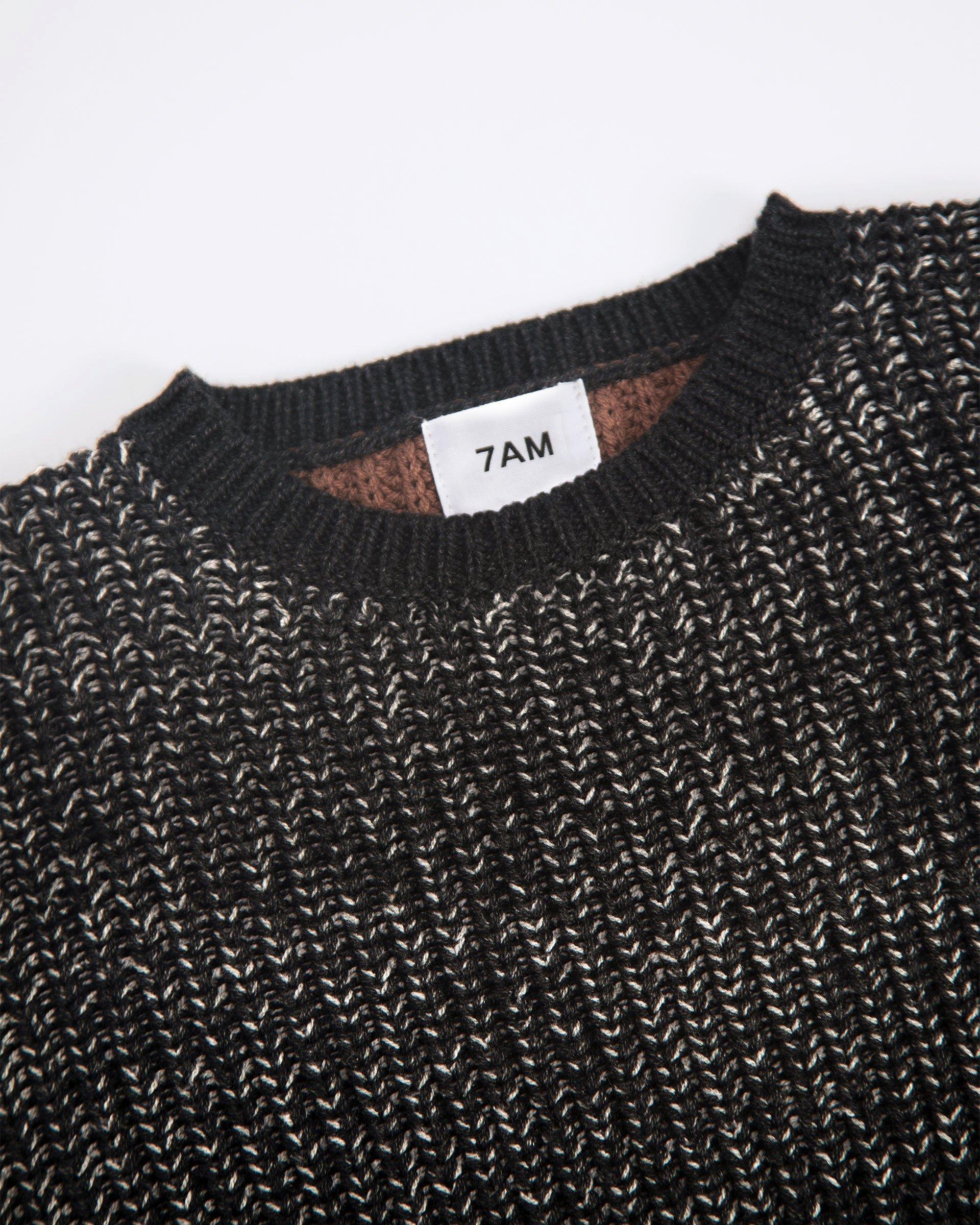 Long Sleeve Sweater Chunky - Black Melange/Brown image number 4