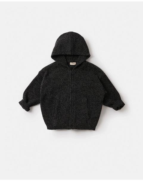 Zip Up Hoodie Fuzzy - Black Melange