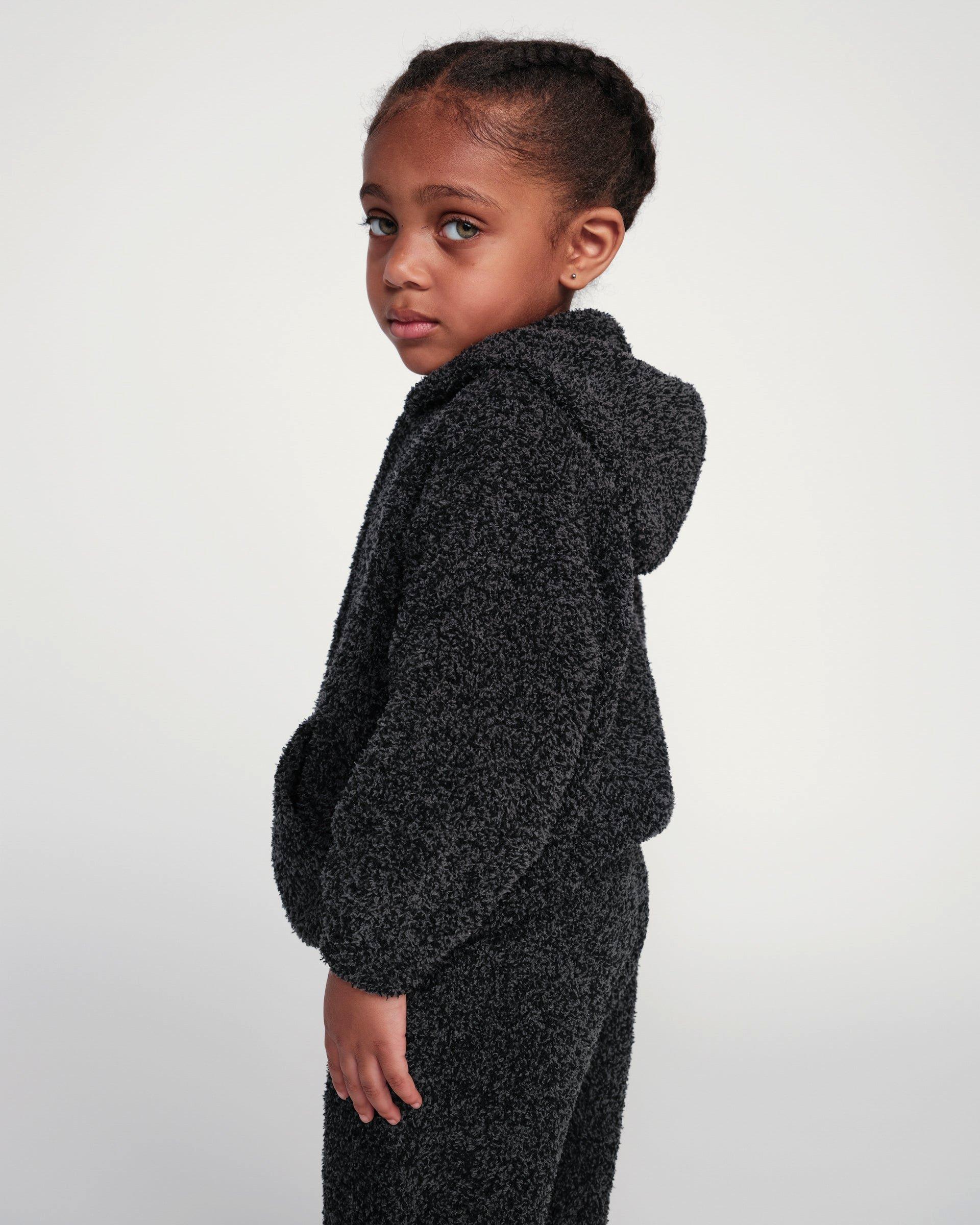 Zip Up Hoodie Fuzzy - Black Melange image number 4