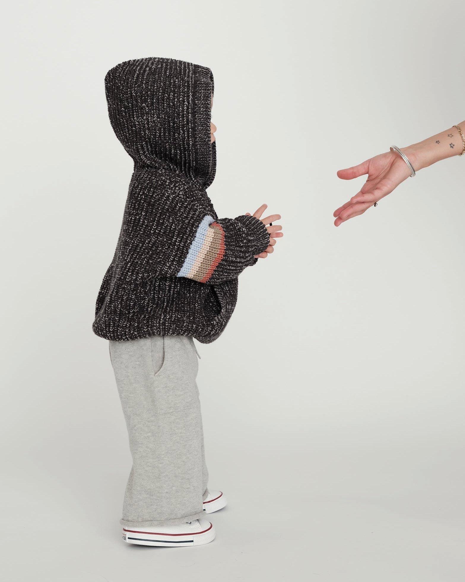 Hooded Sweater Chunky - Black Melange image number 3