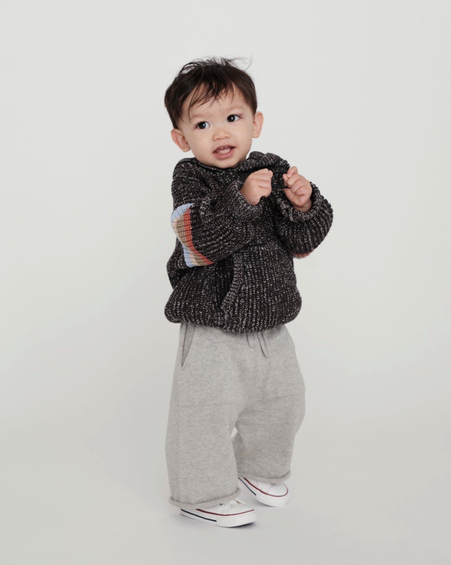 Hooded Sweater Chunky - Black Melange image number 4