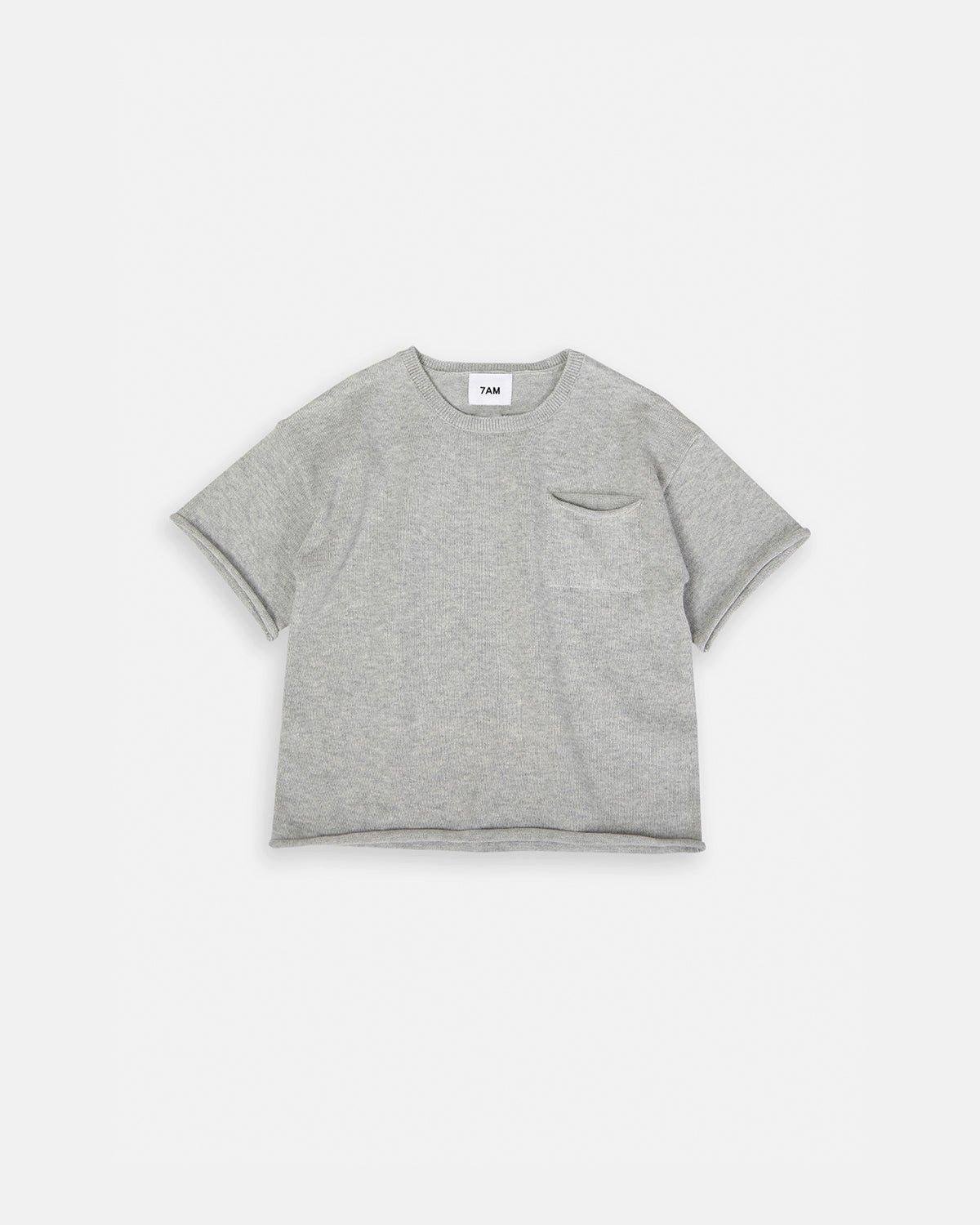 Boxy Cotton Tee Pocket - Heather Grey