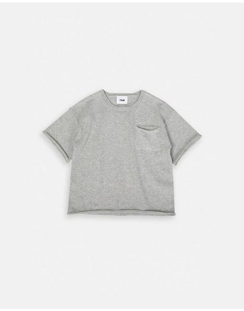 Boxy Cotton Tee Pocket - Heather Grey