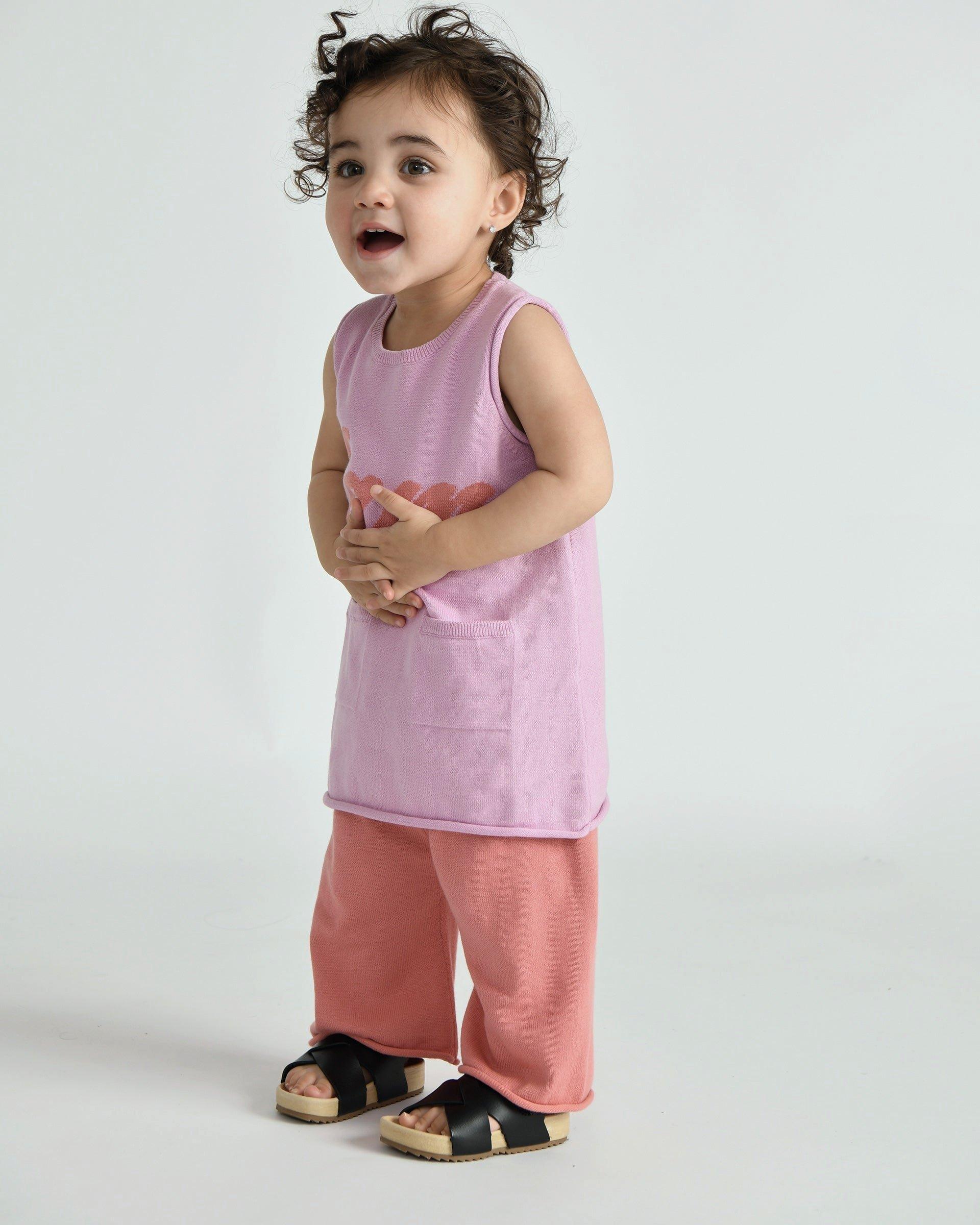 Cotton Relaxed Pants - Coral image number 1