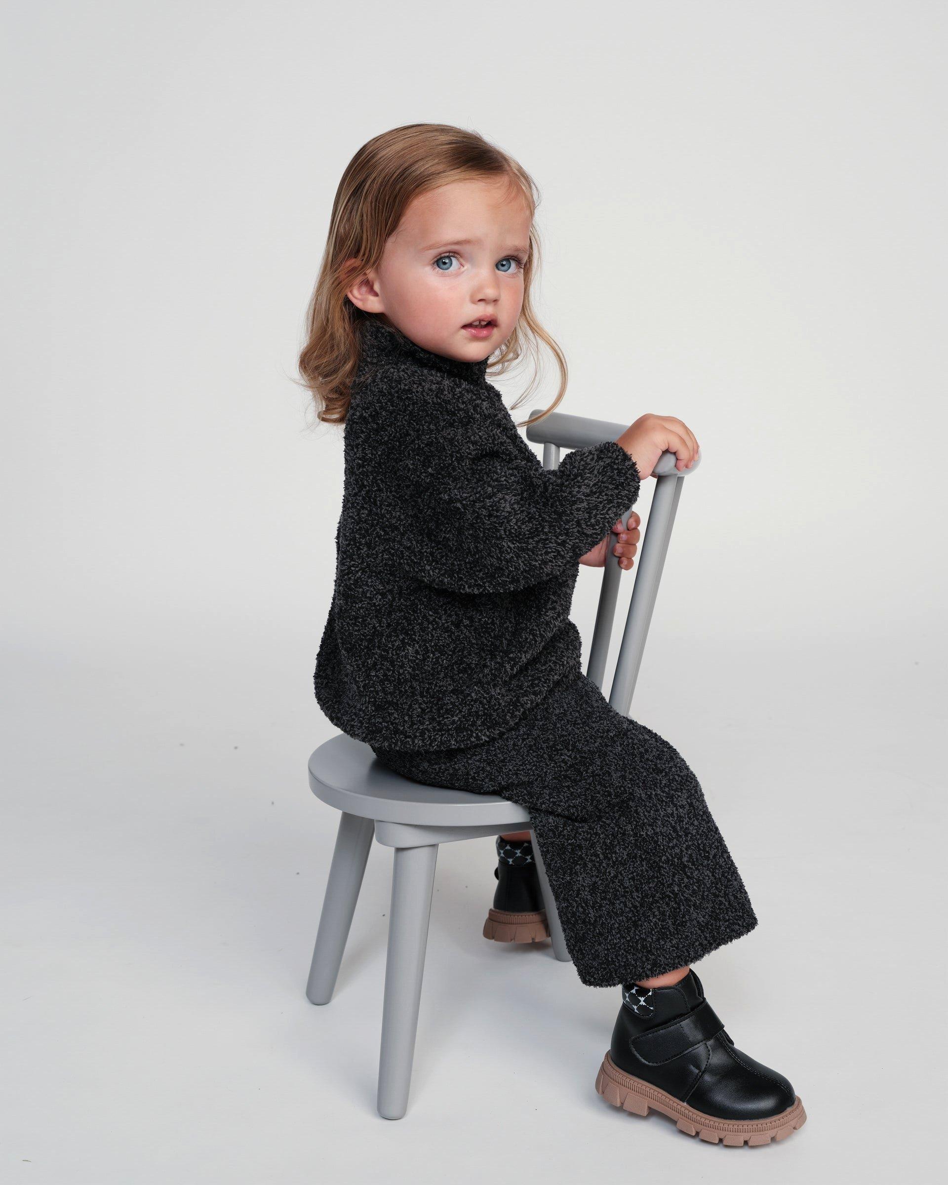 Wide Pants Fuzzy - Black Melange image number 1