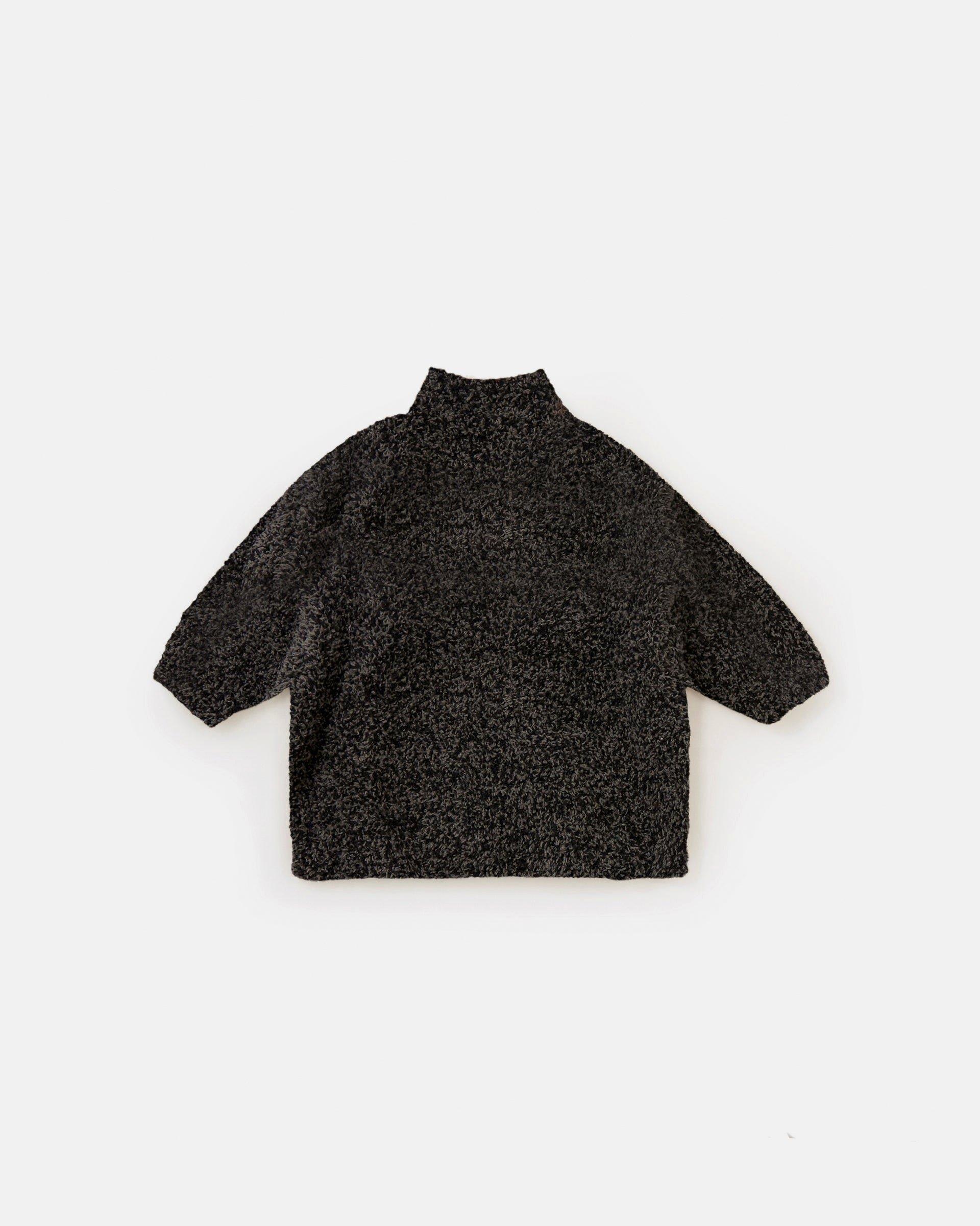 Mockneck Sweater Fuzzy - Black Melange