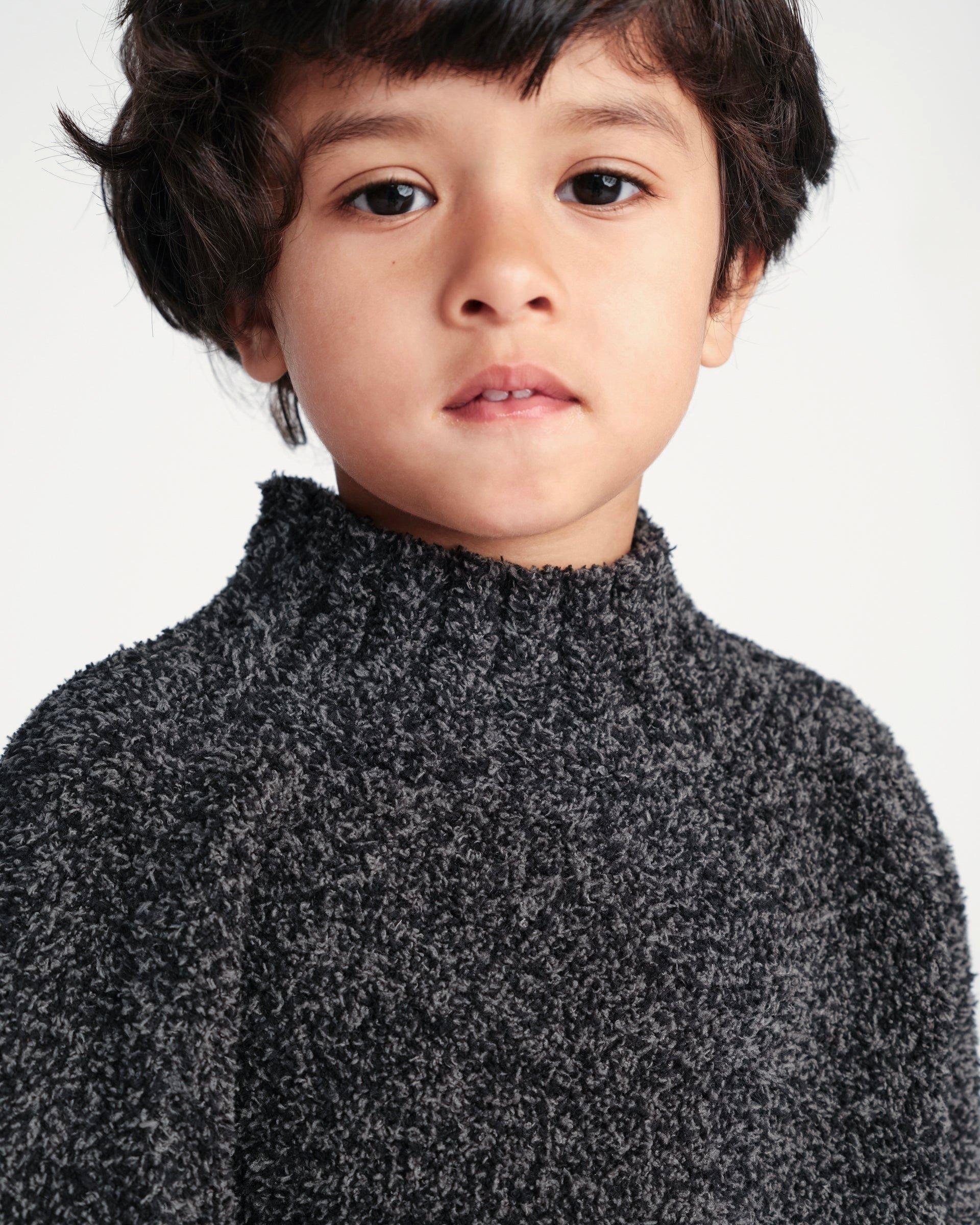 Mockneck Sweater Fuzzy - Black Melange image number 2