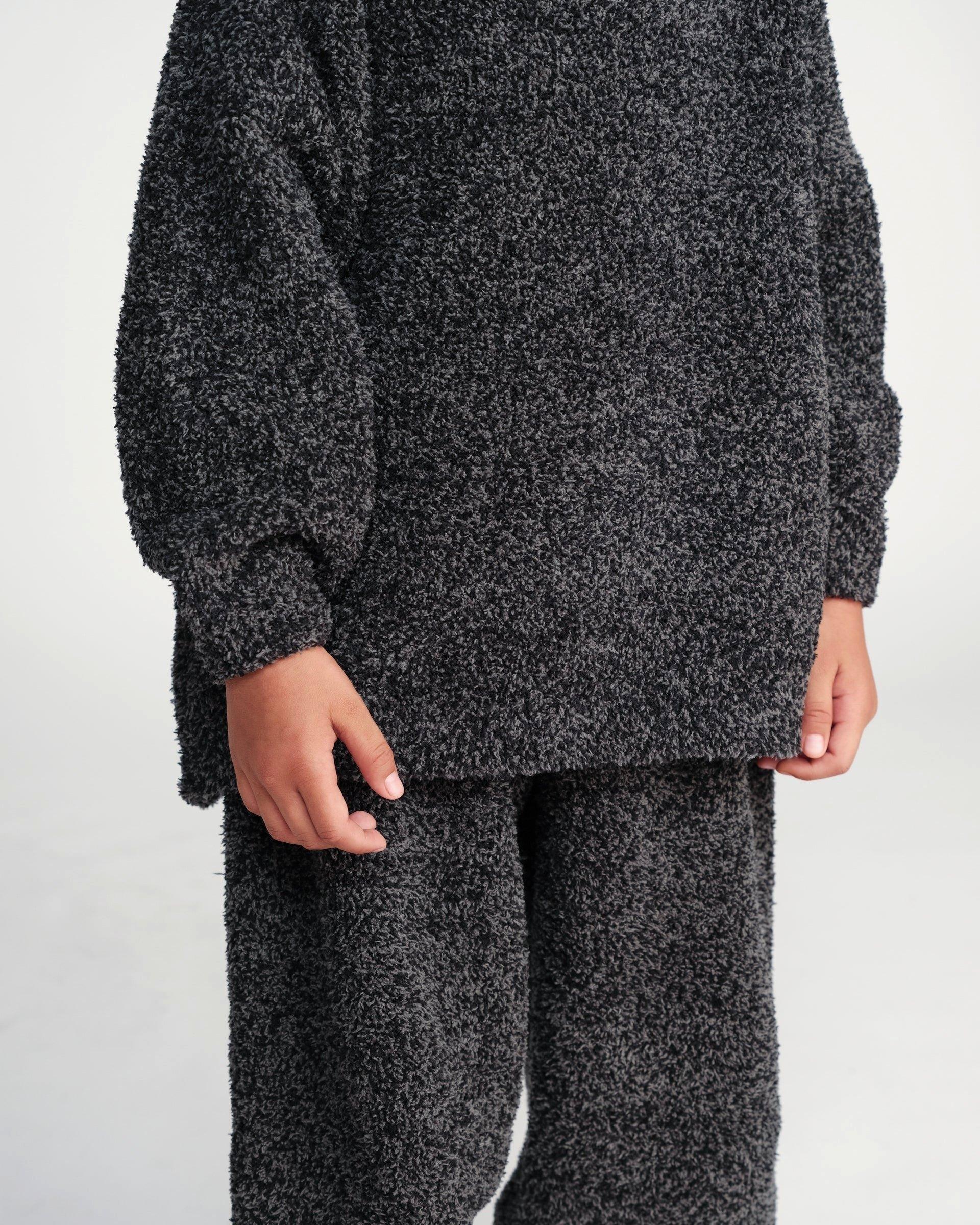 Mockneck Sweater Fuzzy - Black Melange image number 3