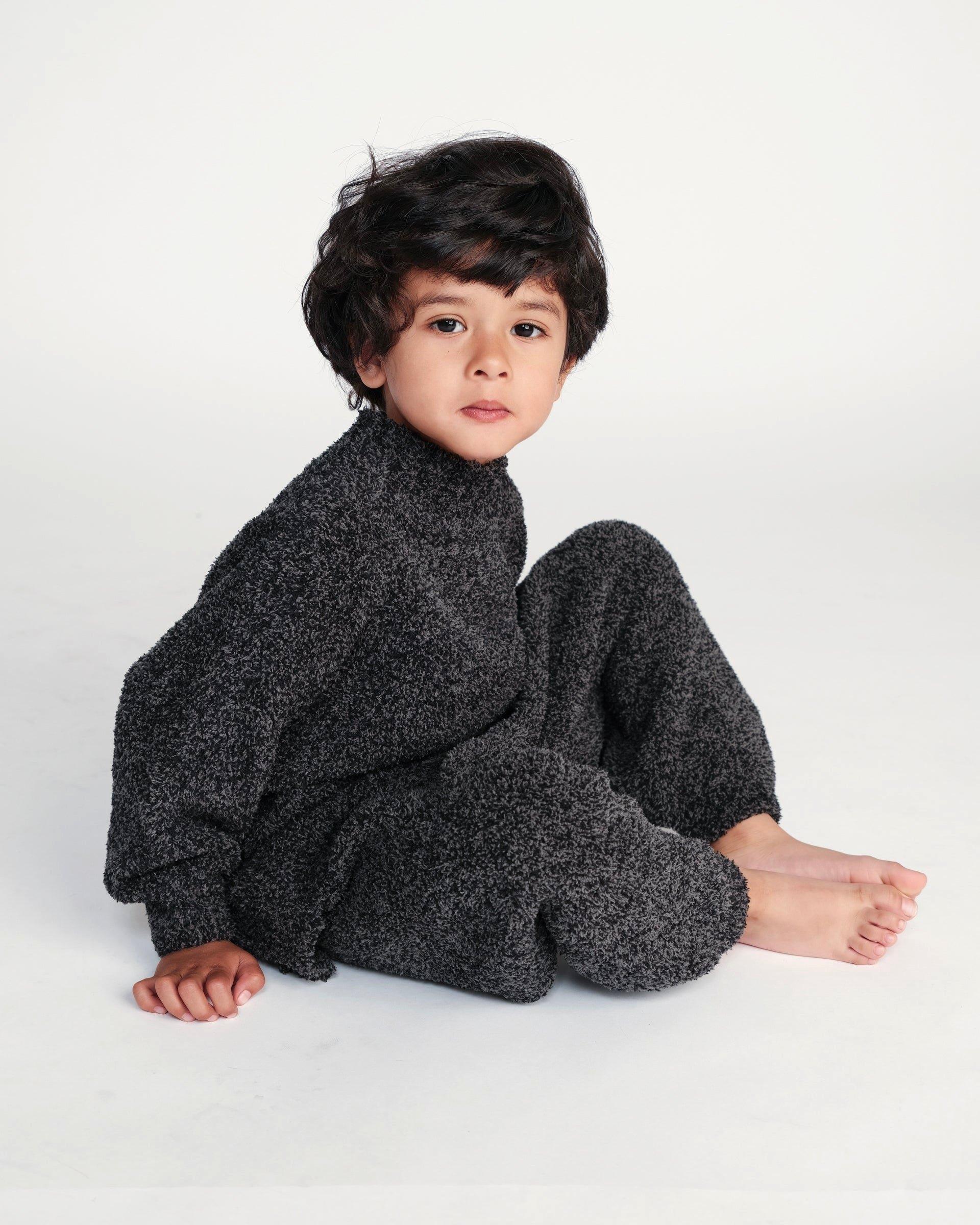 Mockneck Sweater Fuzzy - Black Melange image number 4