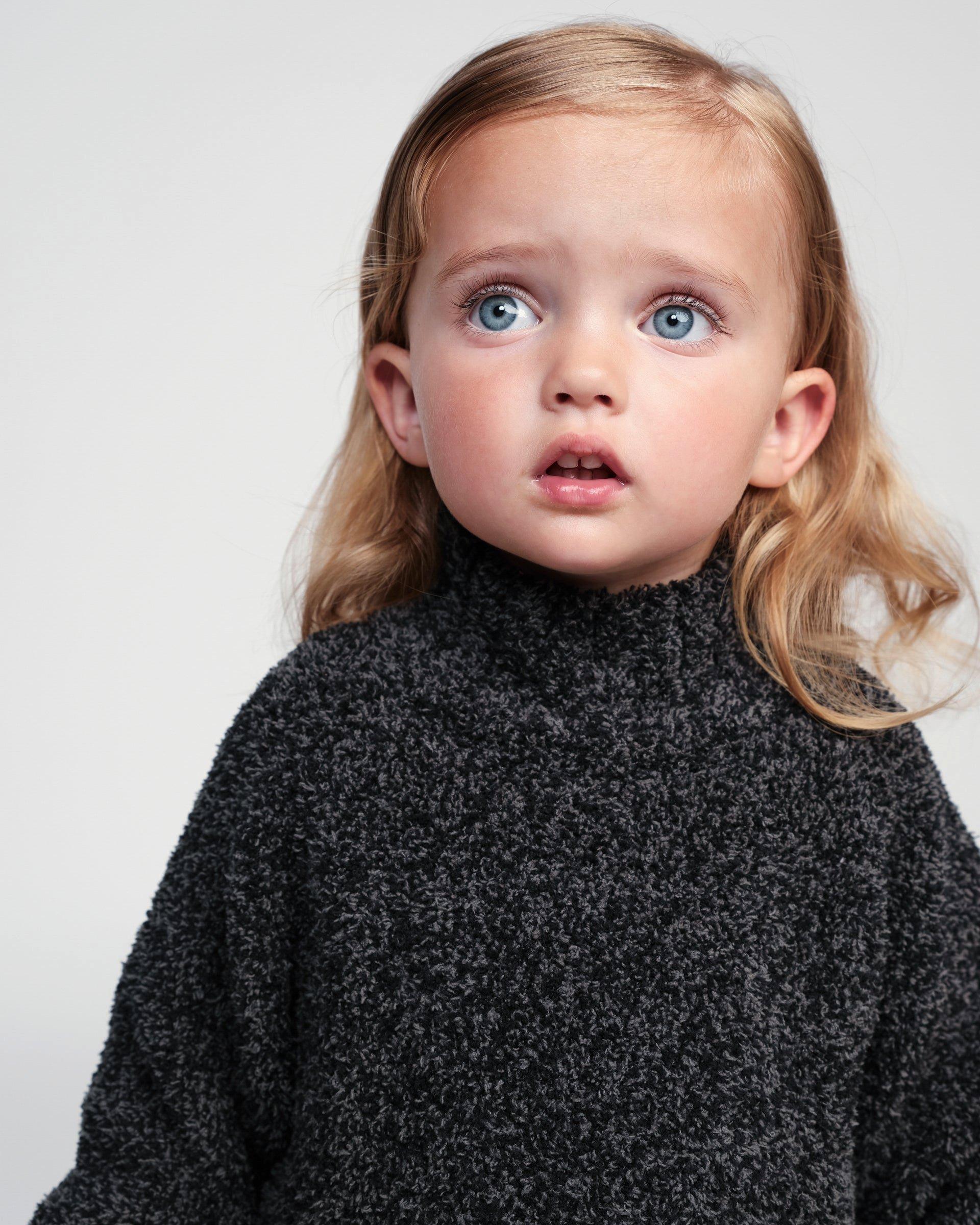 Mockneck Sweater Fuzzy - Black Melange image number 1