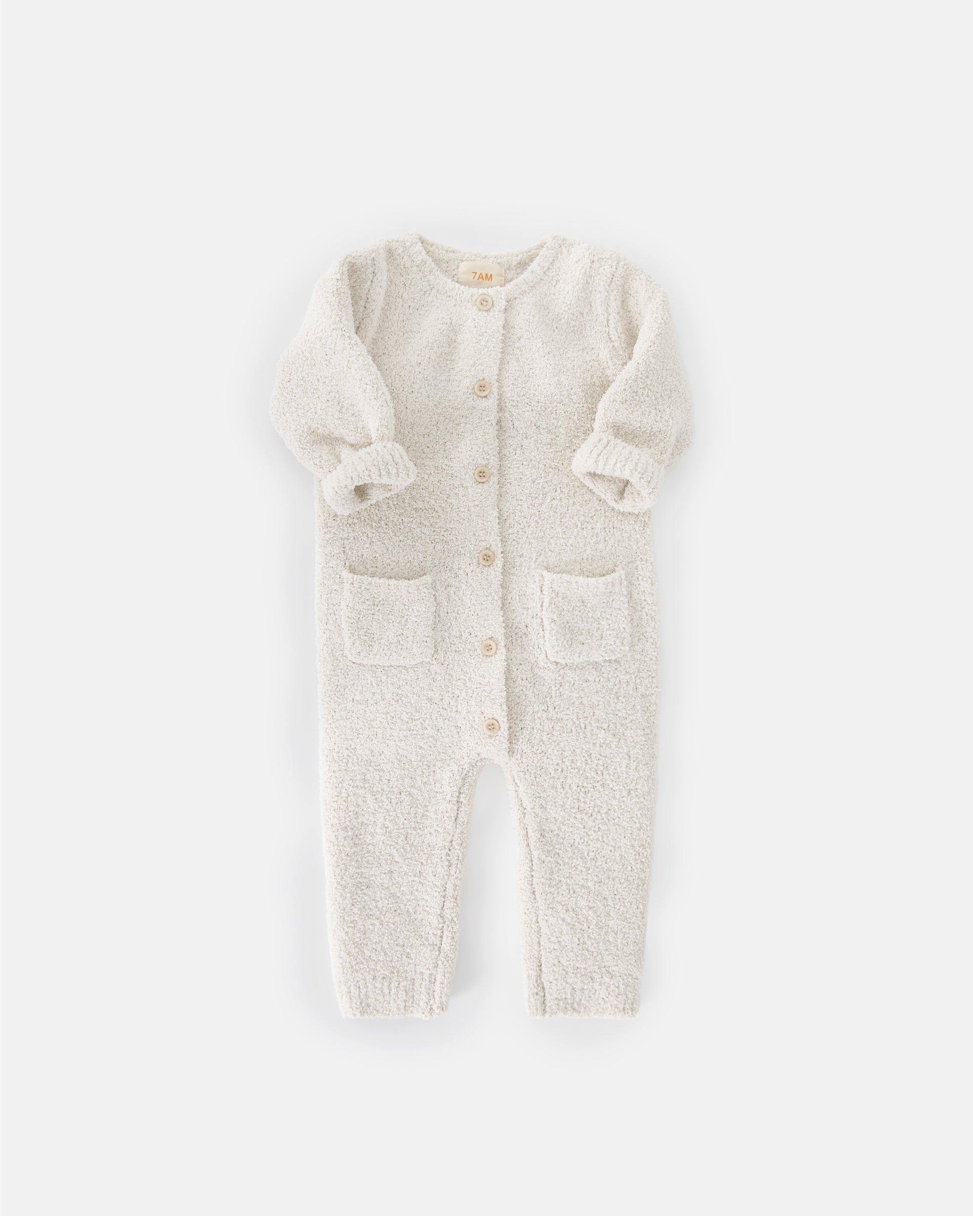 Long Sleeve Jumpsuit Fuzzy - Ecru image number 1