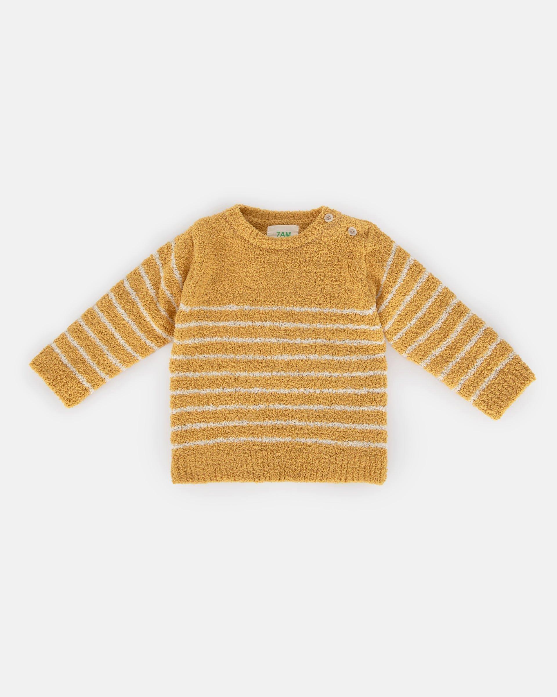Striped Long Sleeve Top Fuzzy - Amber/Ecru