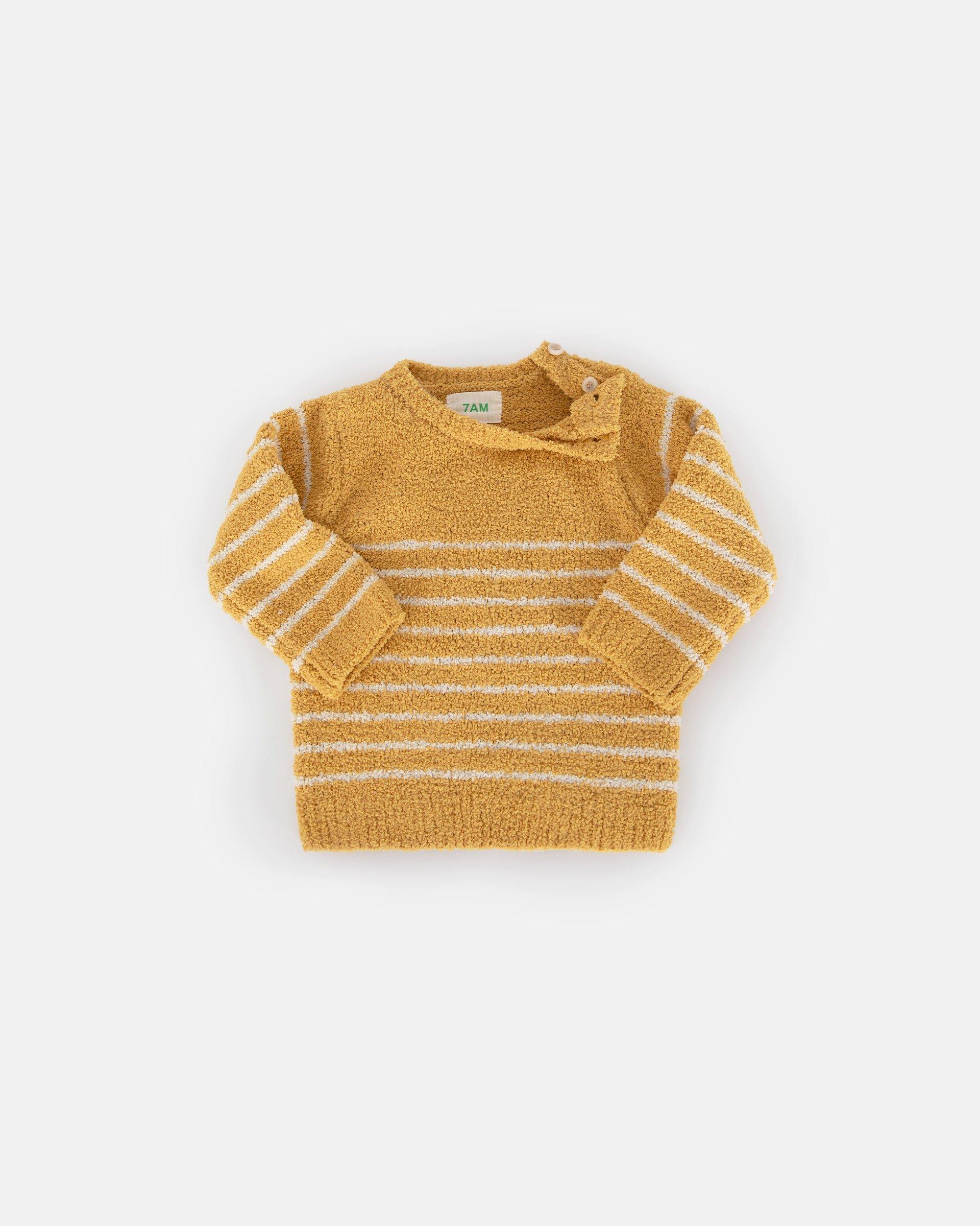 Striped Long Sleeve Top Fuzzy - Amber/Ecru image number 2