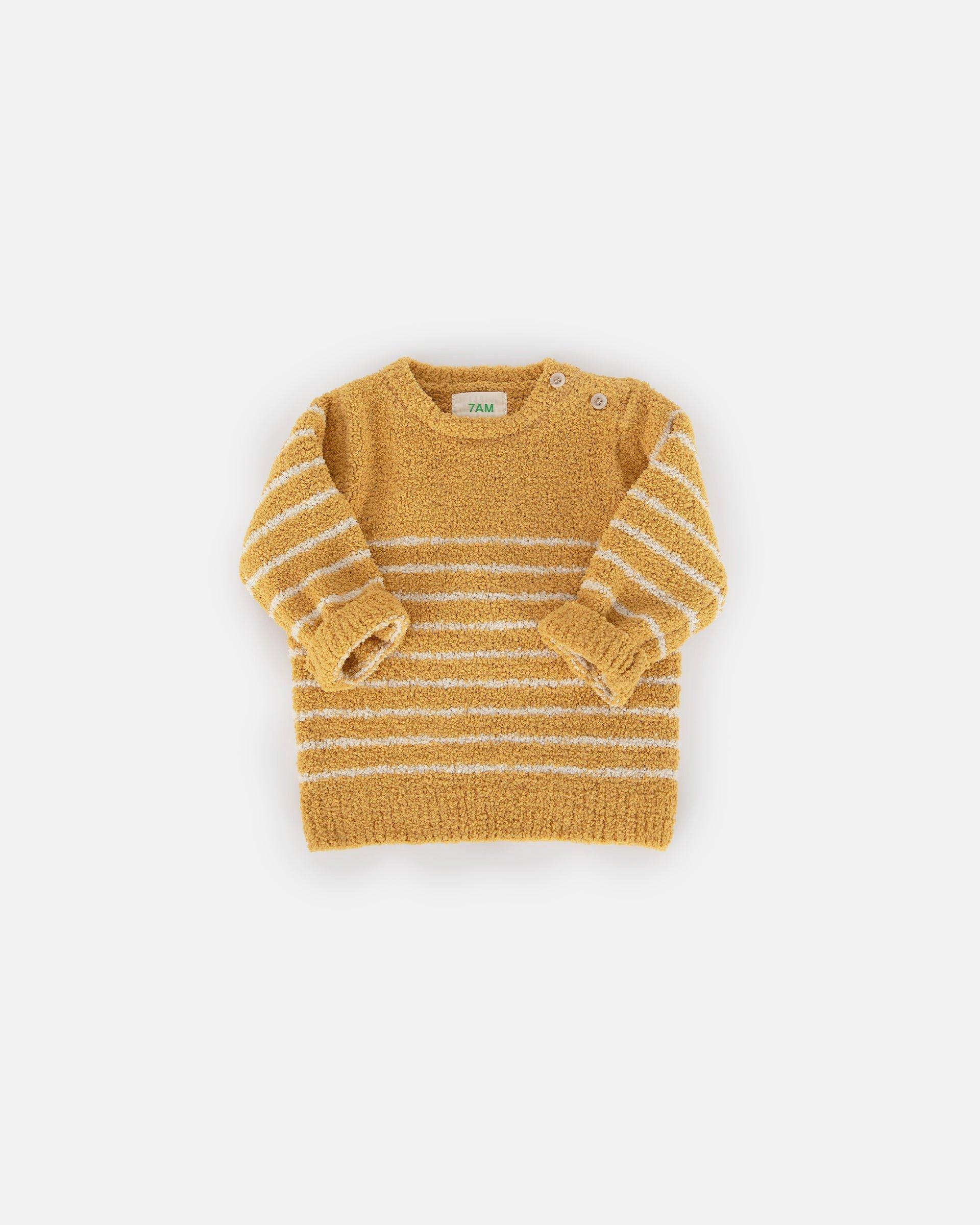 Striped Long Sleeve Top Fuzzy - Amber/Ecru image number 3