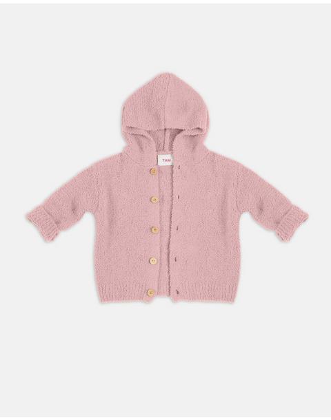 Hooded Cardigan Fuzzy - Ash Rose