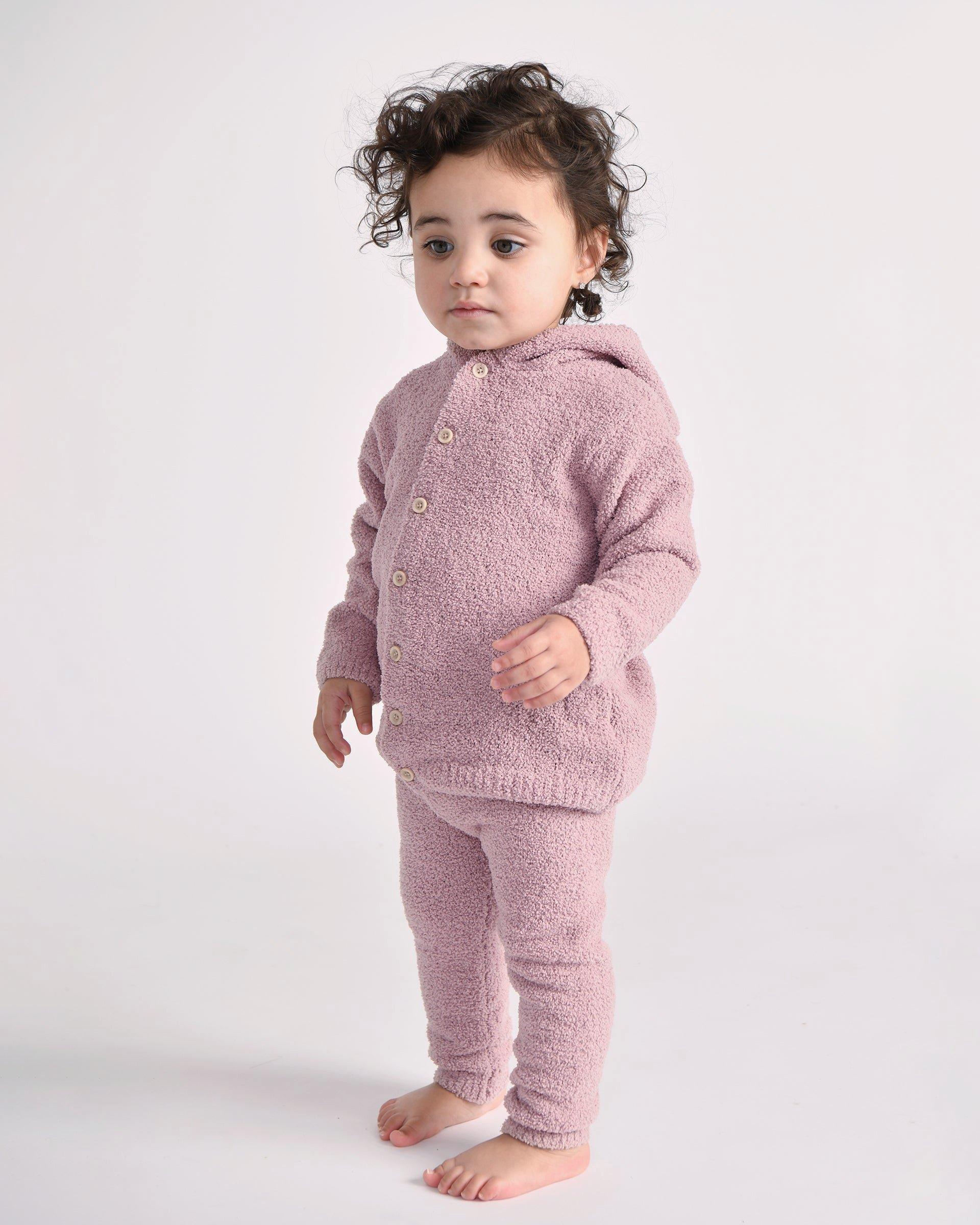 Hooded Cardigan Fuzzy - Ash Rose image number 1