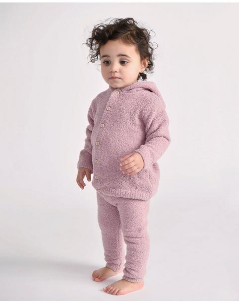 Hooded Cardigan Fuzzy - Ash Rose