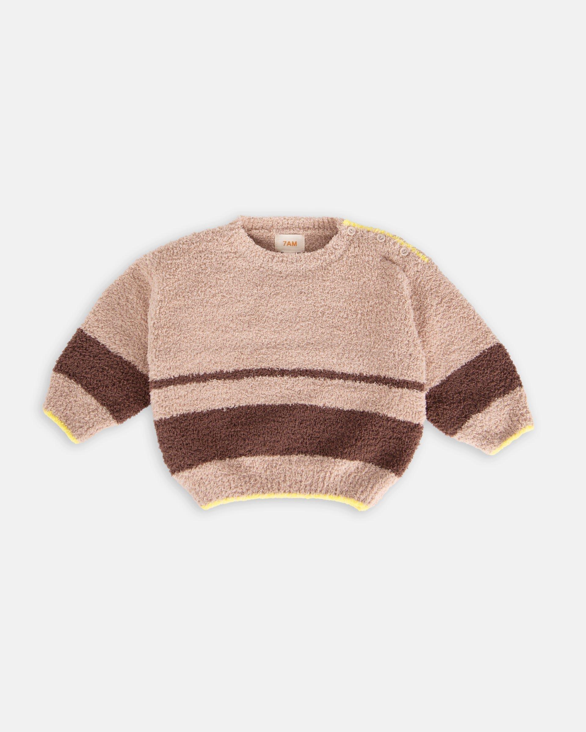 Boxy Striped Sweater Fuzzy - Pecan/Choco